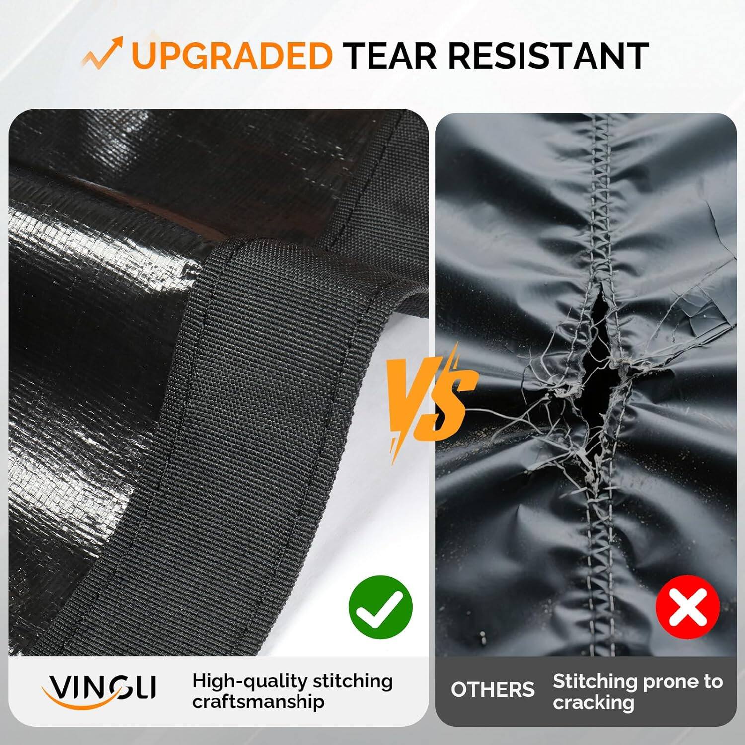 UPGRADED TEAR RESISTANT

VS

High-quality stitching craftsmanship

OTHERS
Stitching prone to cracking
