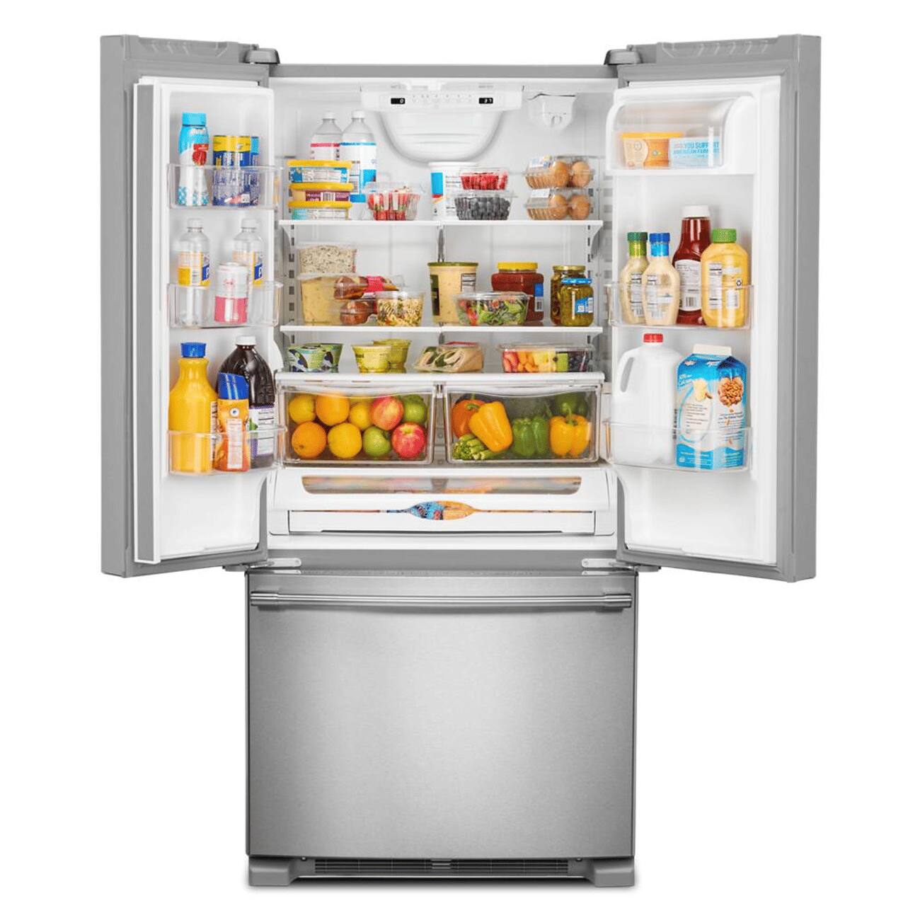Alt View 1. Maytag - 33 in. Wide 22 cu. ft. French Door Refrigerator with Water Dispenser - Fingerprint Resistant Stainless Steel.