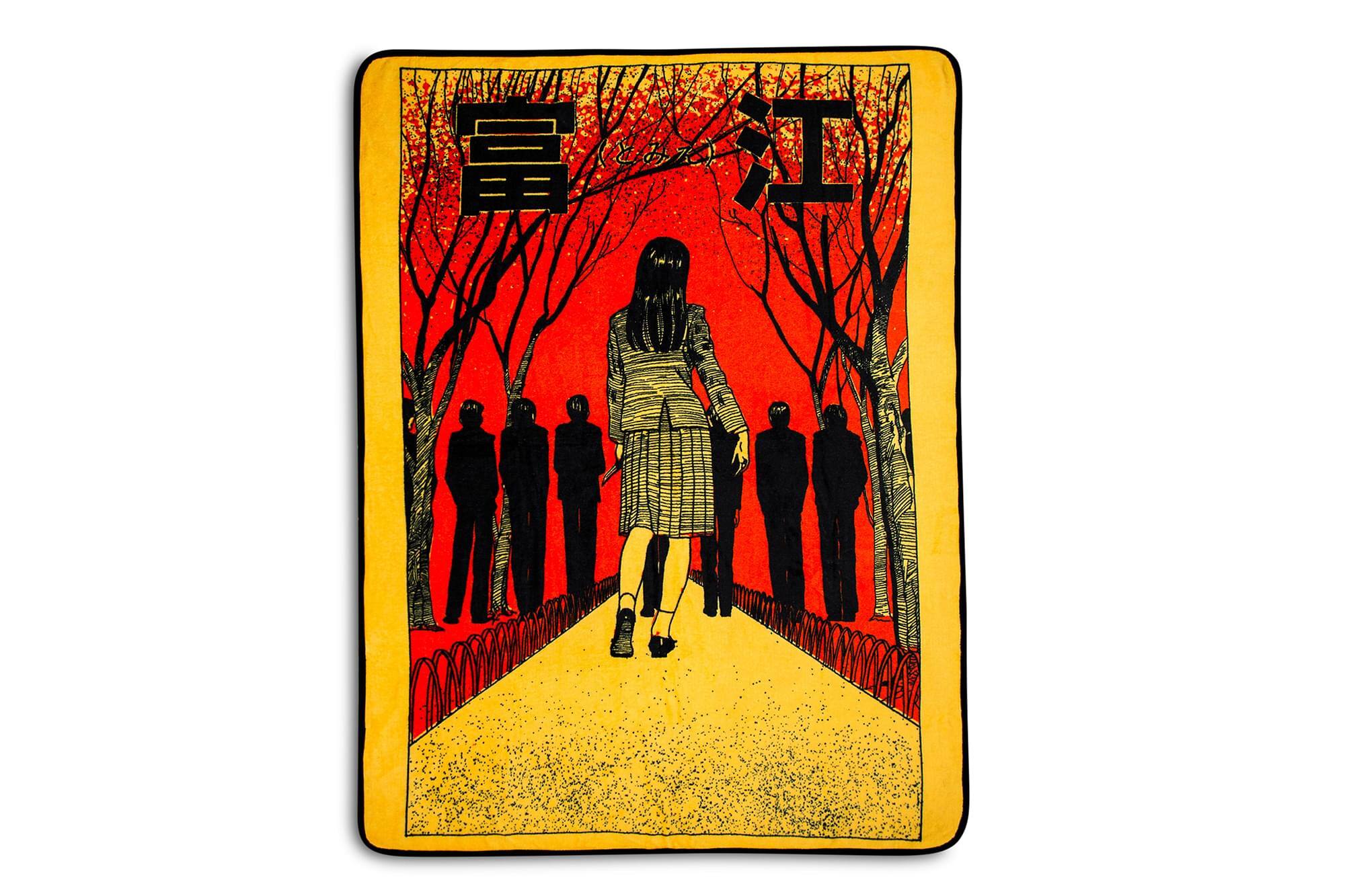 Front. Just Funky - Junji Ito Fleece Throw Blanket | Cozy Lightweight Blanket | 45 x 60 Inches - Yellow.