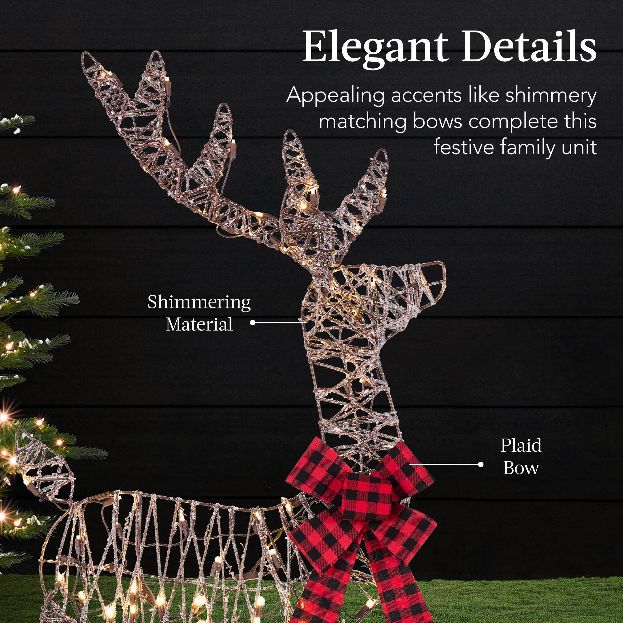 Elegant Details  
Appealing accents like shimmering matching bows complete this festive family unit  

Shimmering Material  
Plaid Bow