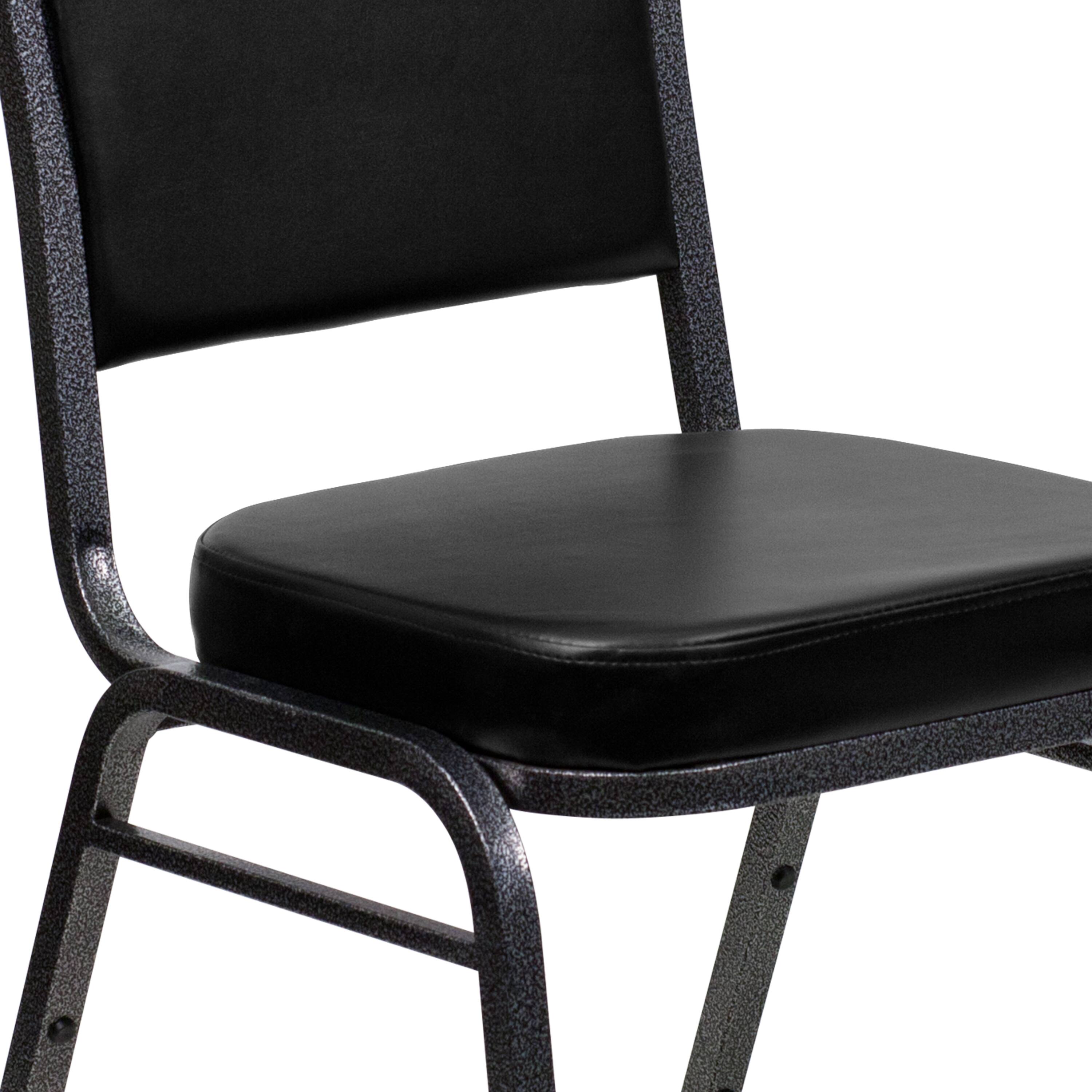Alt View 9. Emma + Oliver - 4 Pack Crown Back Stacking Banquet Chair - Black Vinyl/Silver Vein Frame.