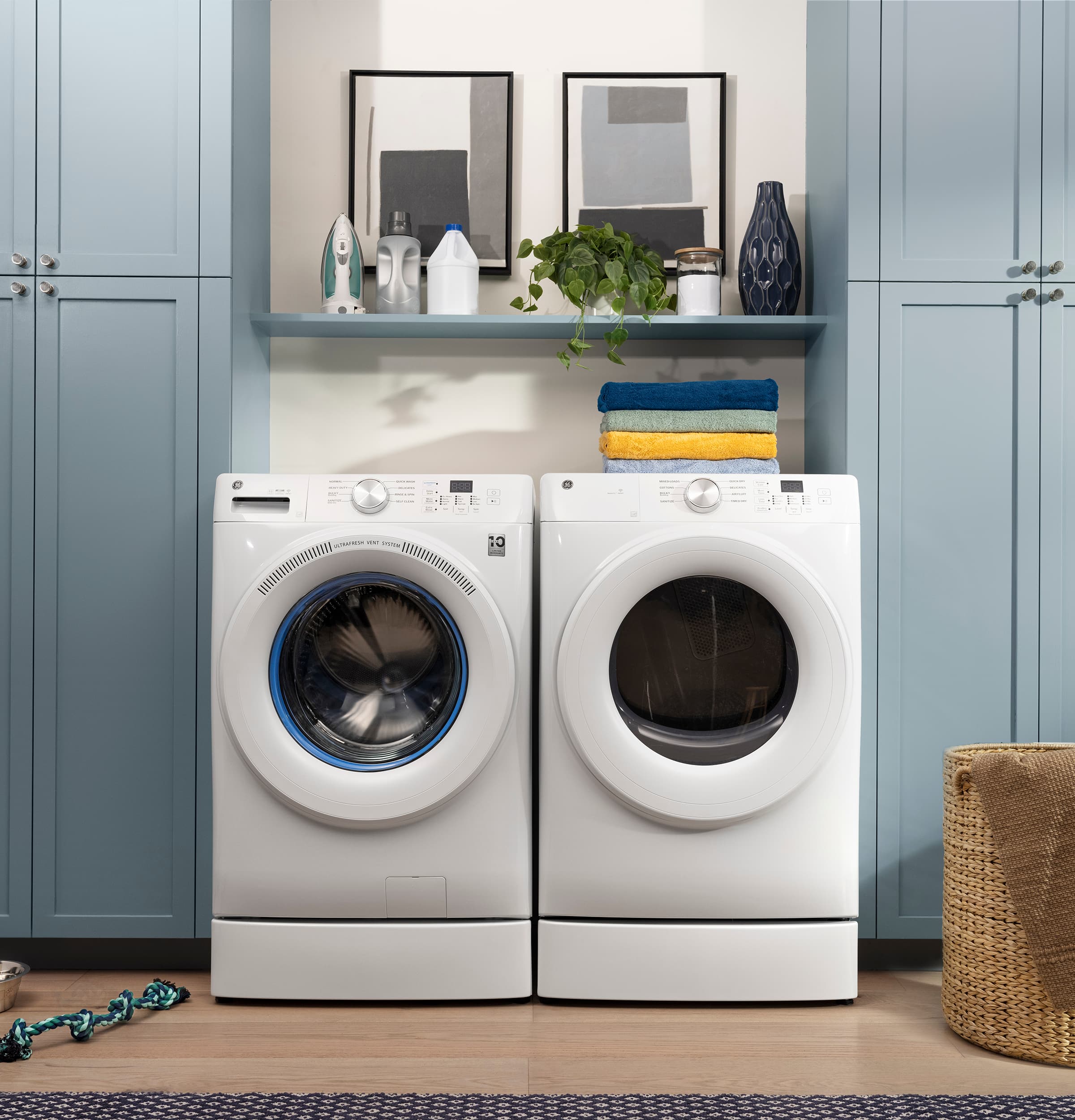 Alt View 9. GE - 7.8 Cu. Ft. Stackable Smart Electric Dryer with Sanitize Cycle - White.