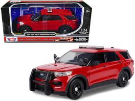 2022 Ford Police Interceptor Utility Unmarked 1/24 Diecast Model Car by Motormax - Red