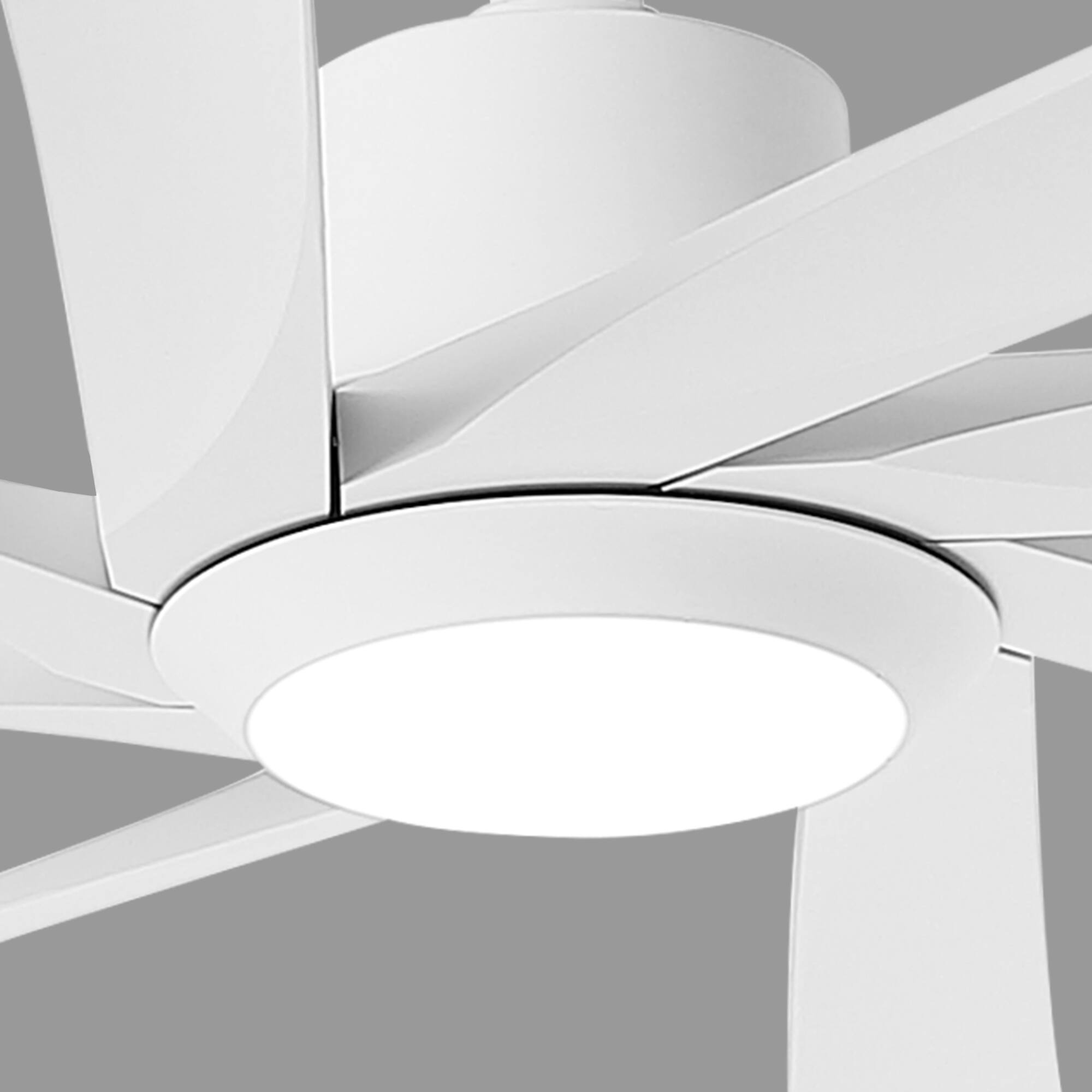 Alt View 9. Parrot Uncle - 100'' White Downrod Mount LED Ceiling Fan with Remote and 8 ABS Blades - White.