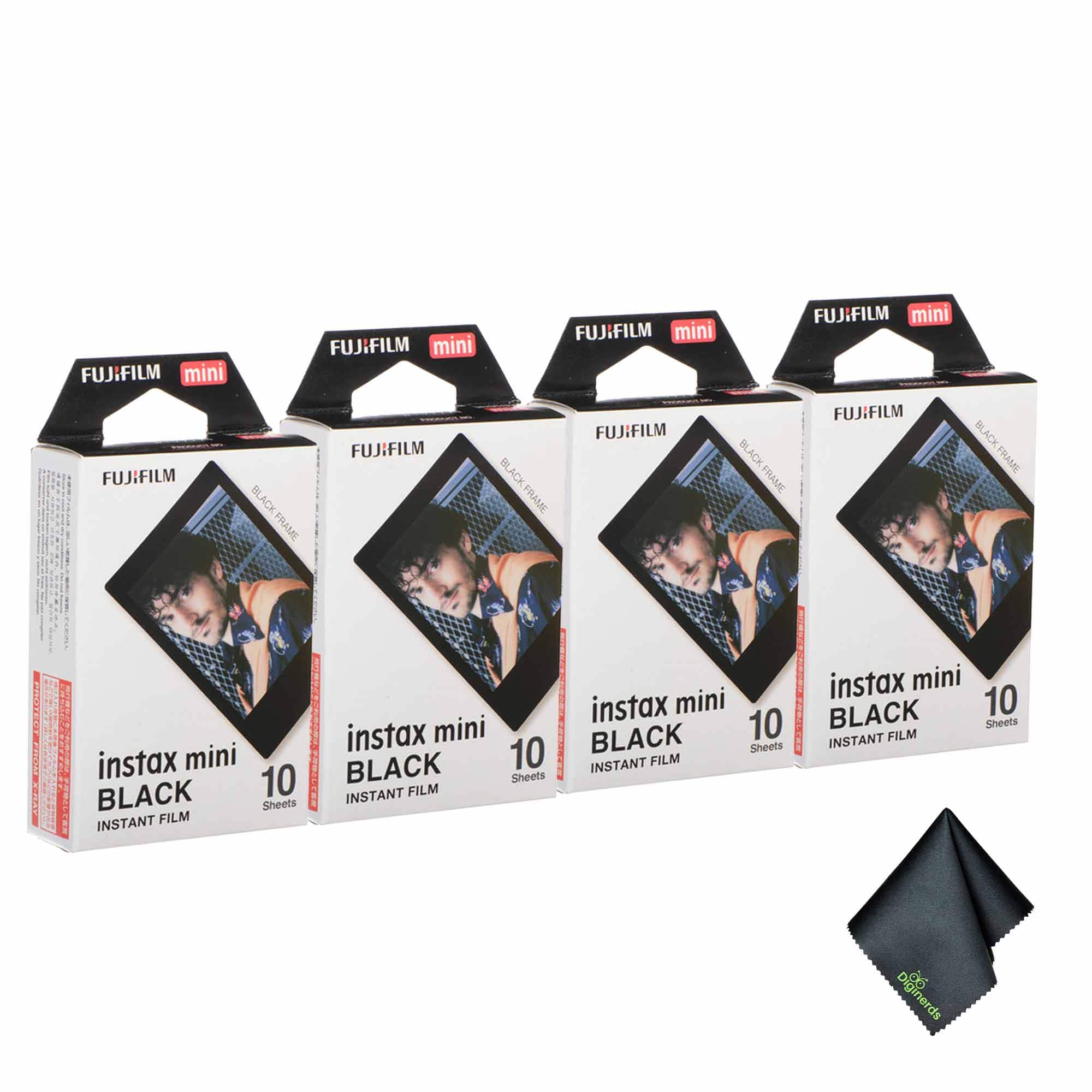 Fujifilm - 4xFUJIFILM INSTAX MINI Black Instant Film (10 Exposures), Microfiber Cleaning Cloth, Bundle price history on PriceWatchPro