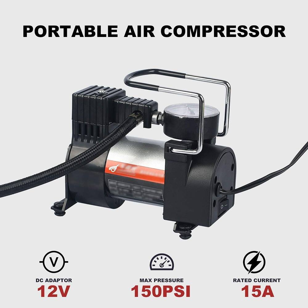 PORTABLE AIR COMPRESSOR

DC ADAPTOR 12V  
MAX PRESSURE 150PSI  
RATED CURRENT 15A