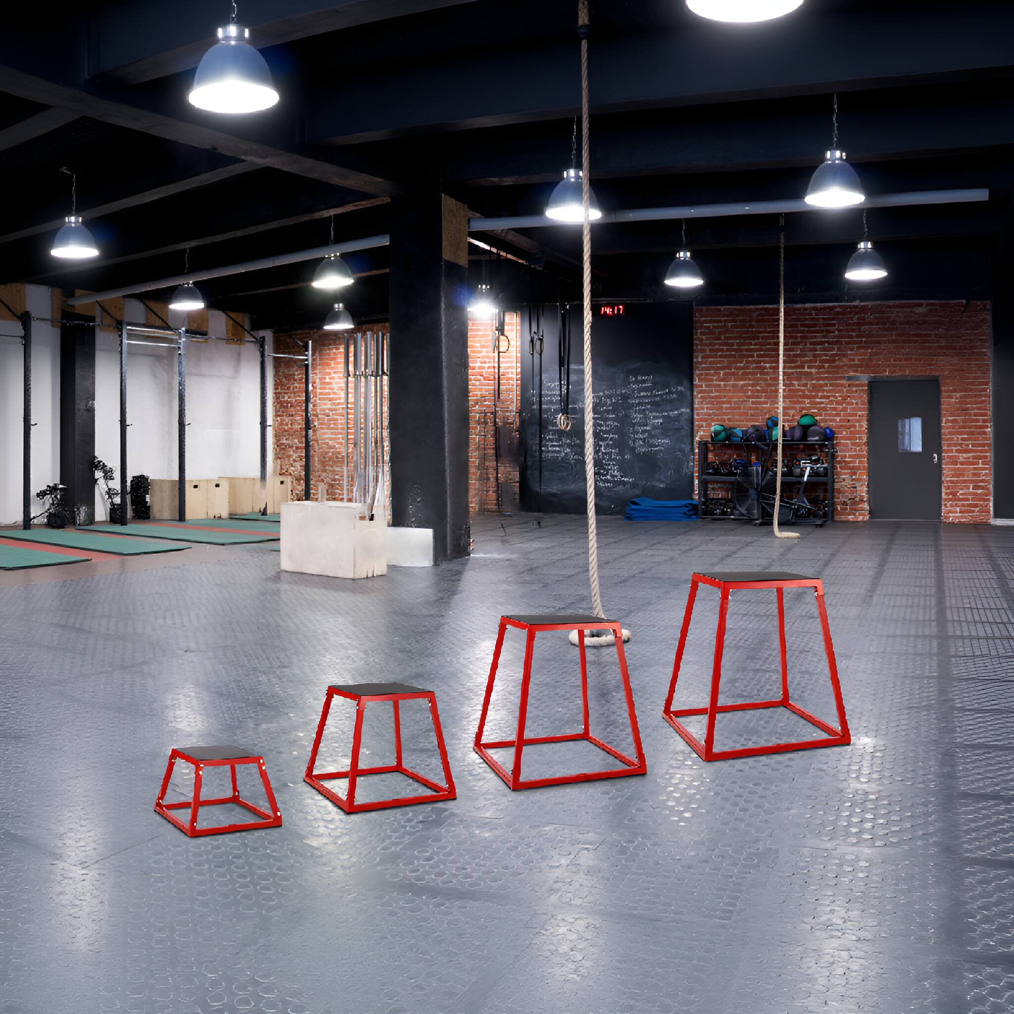 Front. TROPOW - Plyometric Jump Box, Heavy-Duty Steel Plyo Box with Rubber Pad, 12, 18, 24, 30 Inch Options - red.