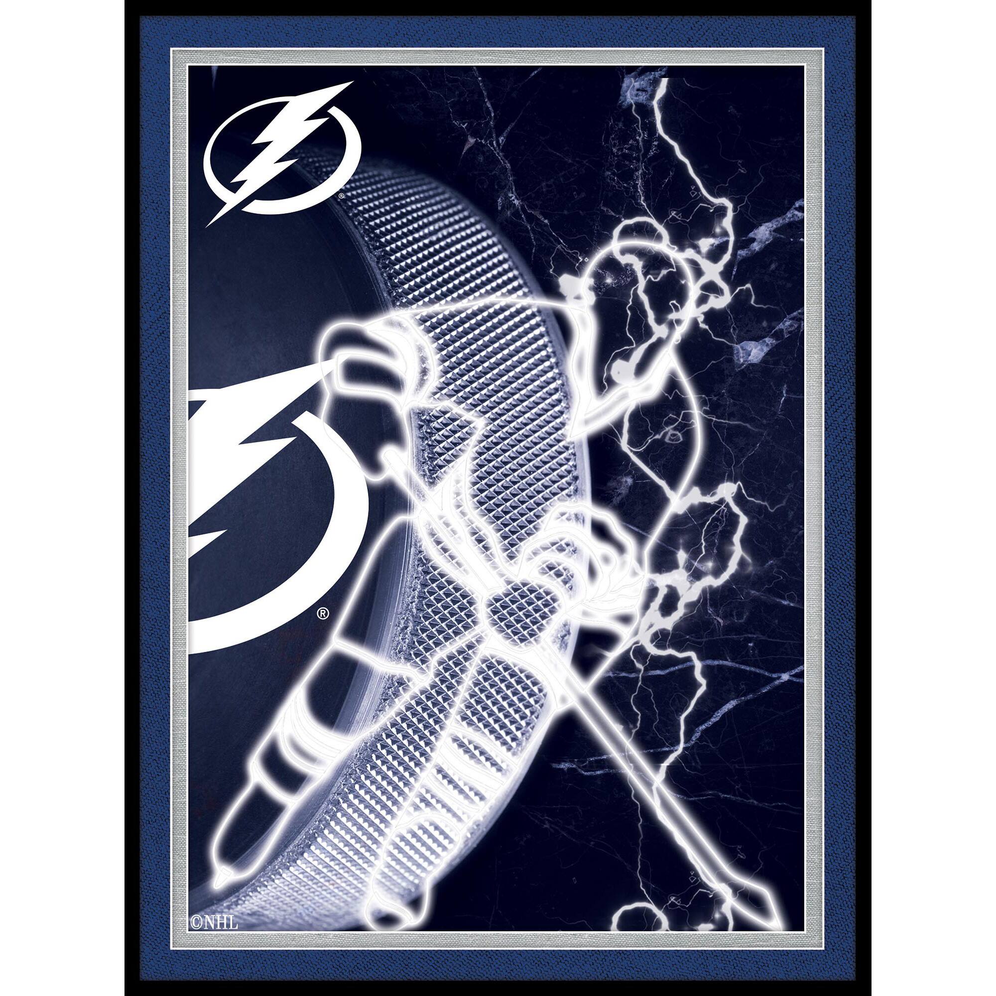 Black Tampa Bay Lightning 12'' x 16'' Framed Neon Player Print
