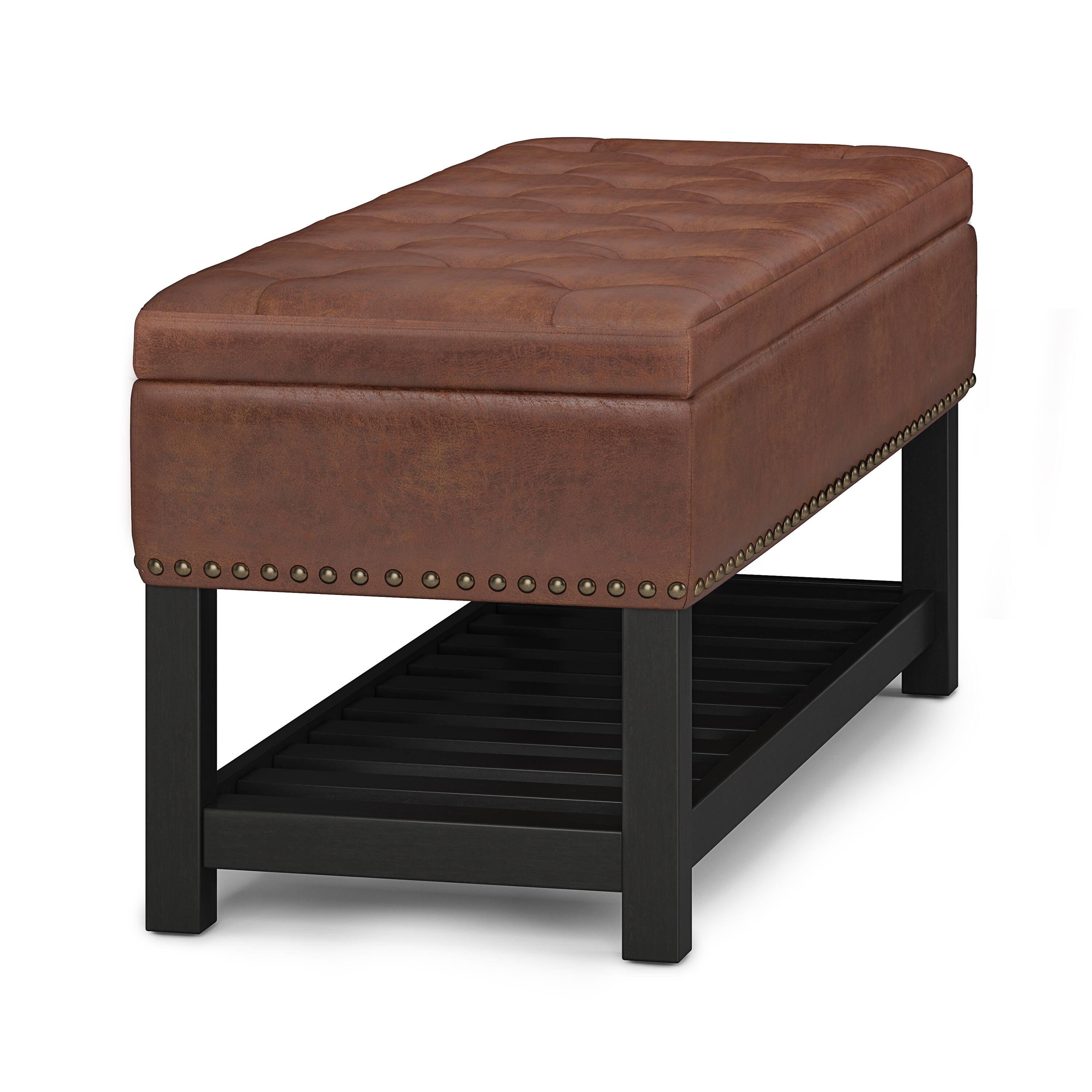 Alt View 12. Simpli Home - Lomond Storage Ottoman Bench - Distressed Saddle Brown.