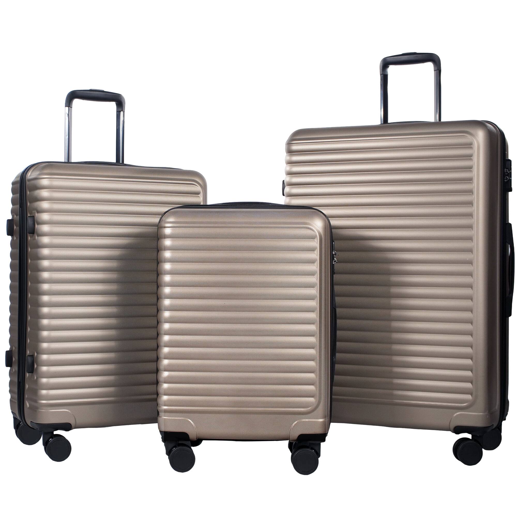 Front. Travelhouse - Travelhouse 3 Piece Hardside Luggage Set Hardshell Lightweight Suitcase with TSA Lock Spinner Wheelsn.(Golden) - Golden.