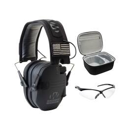 Walker’s - Walker's Razor Slim Electronic Muff ( Patriot) Bundle with Shooting Glasses - Black