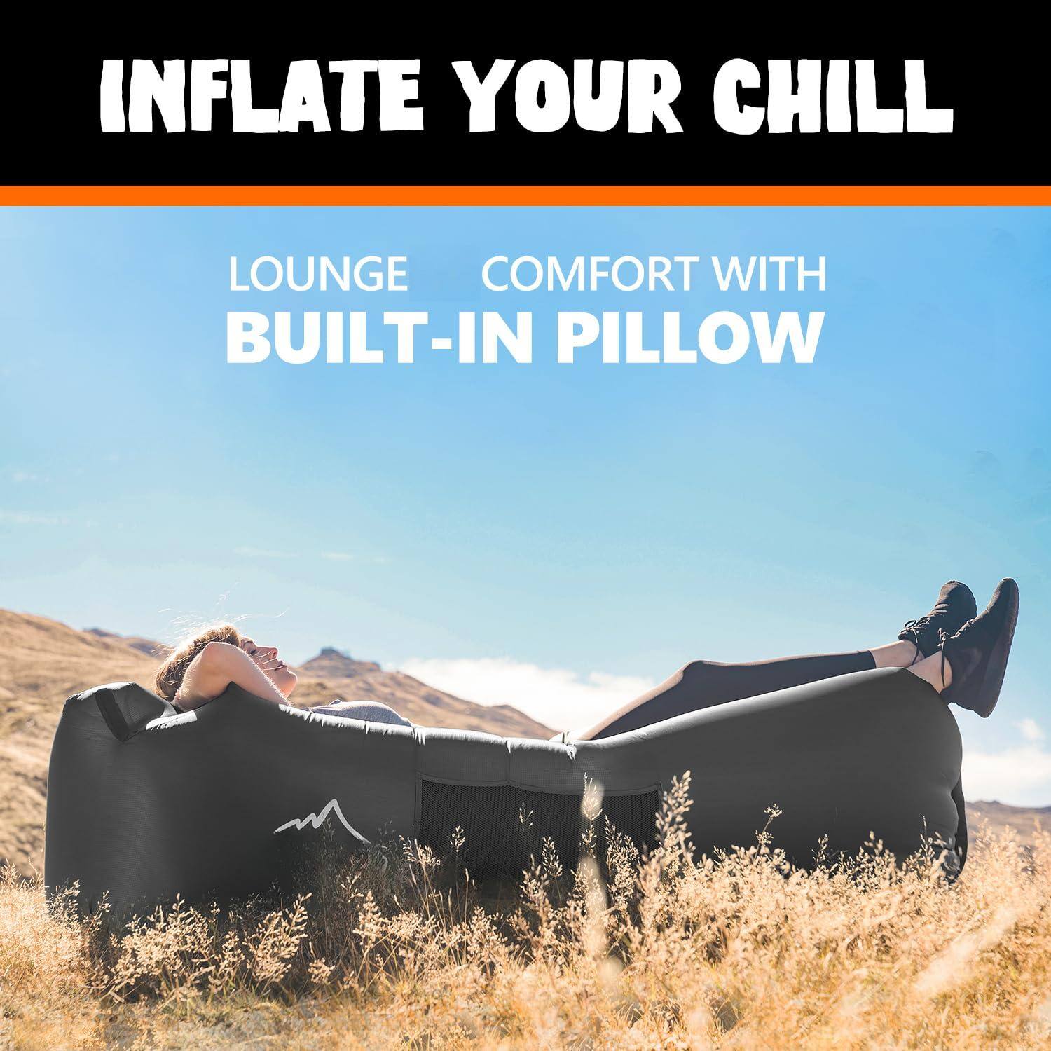 INFLATE YOUR CHILL

LOUNGE COMFORT WITH BUILT-IN PILLOW