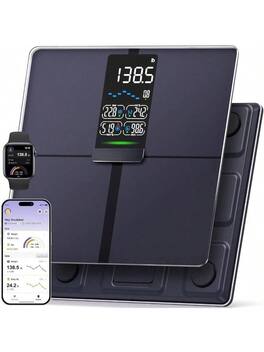 The Best Inks - Digital scale tempered glass platform, BMI tracking perfect for fitness tracking, Durable Construction - Black