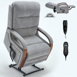 Kadyn - Power Dual Motor Lift Recliner Chair with Heat Massage, Infinite Positions and 350LB Capacity - Gray