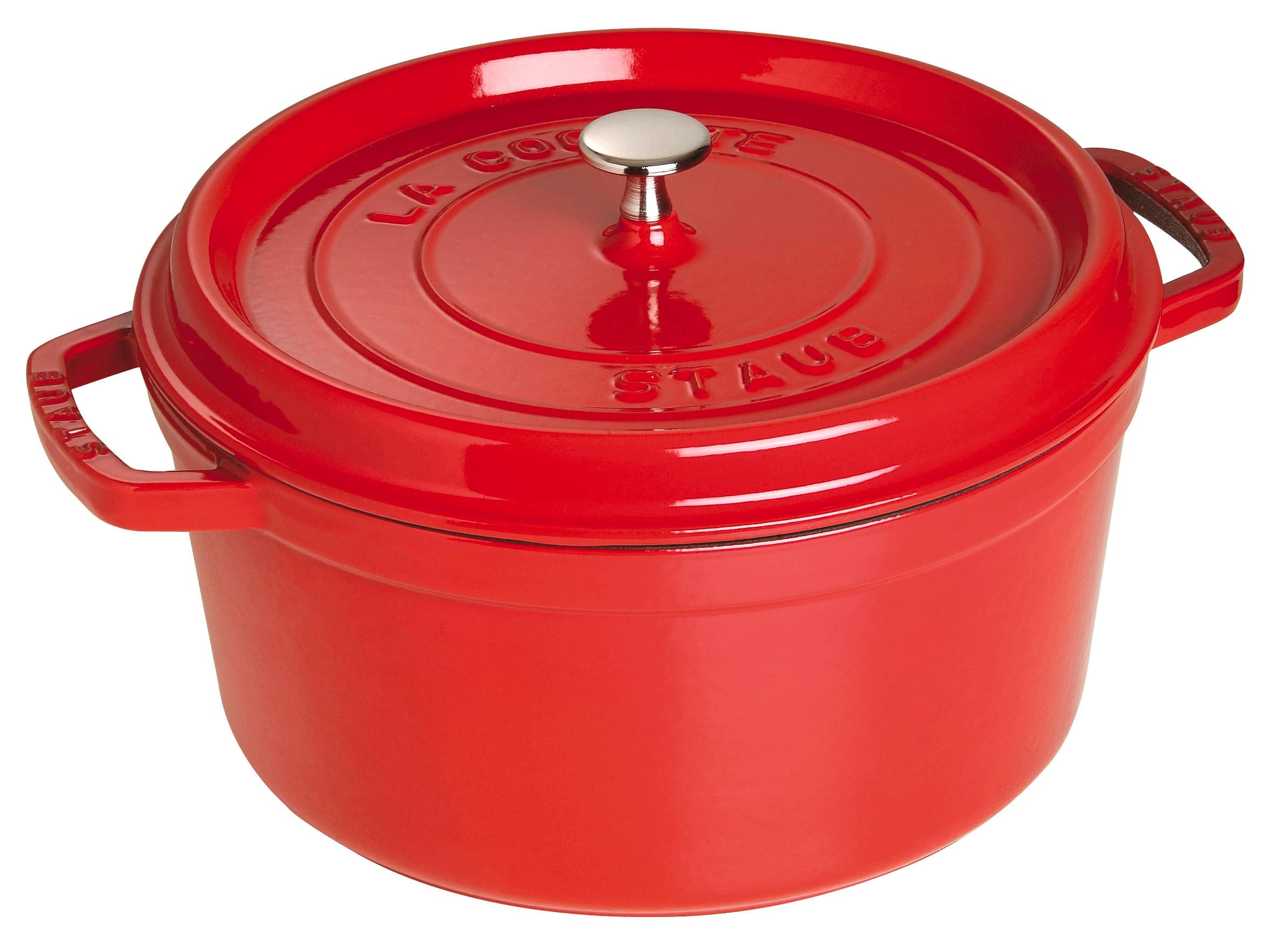 Staub - Cast Iron Round Cocotte, Dutch Oven, 7-quart, serves 7-8, Made in France - Cherry