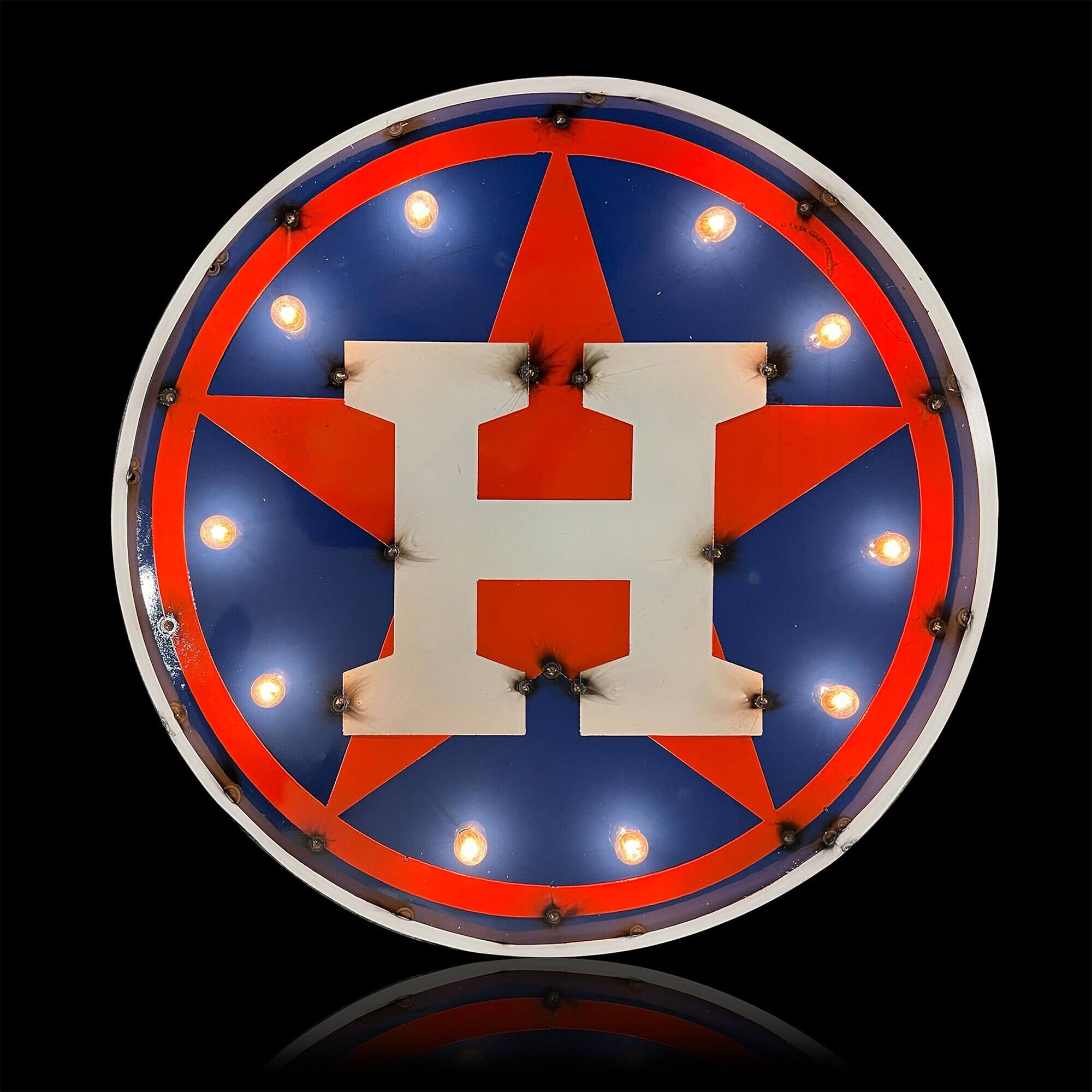 Alt View 2. Imperial - Houston Astros 23" x 23" Lighted Logo Recycled Metal Sign - Multicolor.