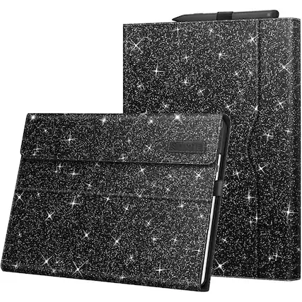 Front. Kitcheniva - Folding Stand Case For Microsoft Surface Pro 11 10 9 13 Inch Glitter Black - Glittering Black.