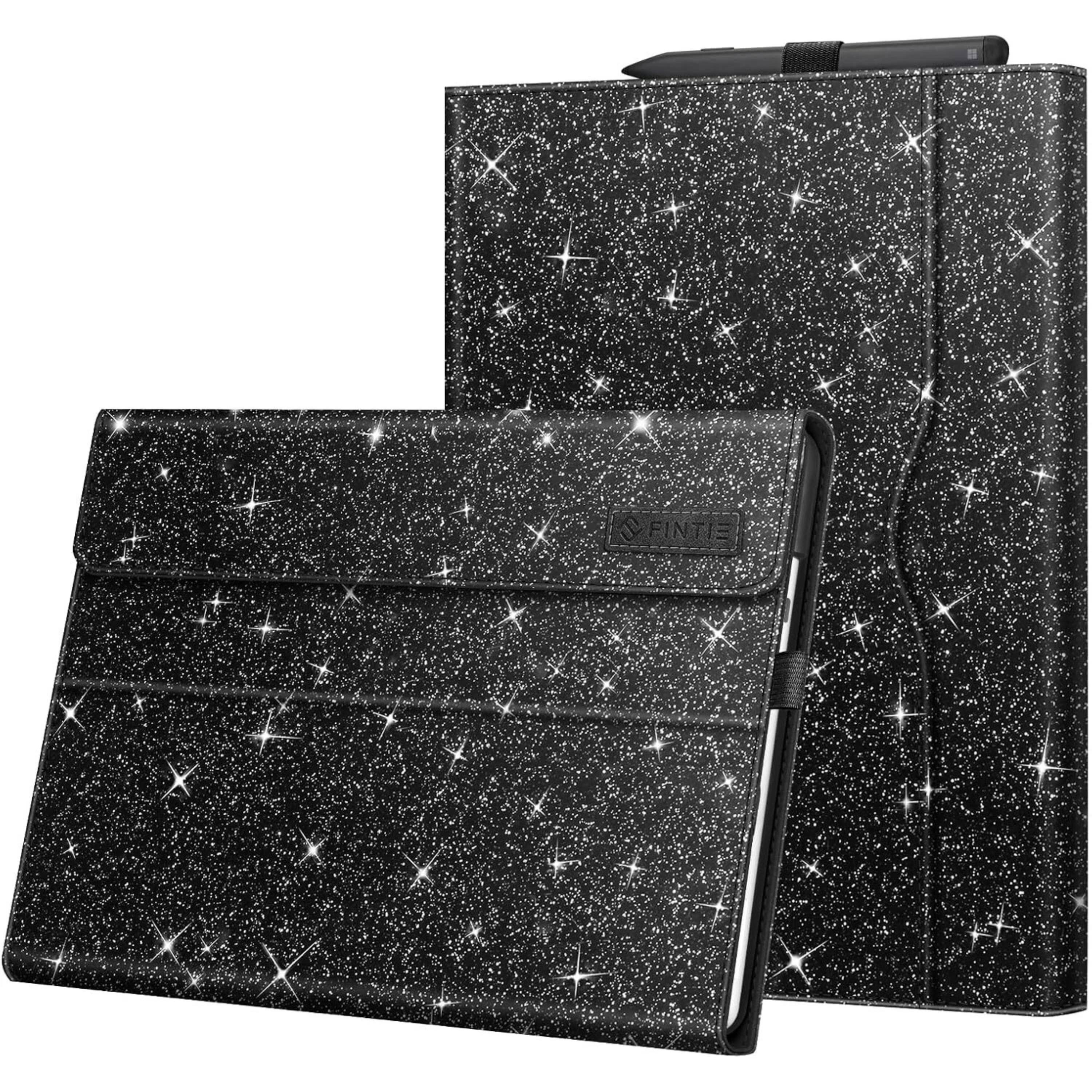 Front. Kitcheniva - Folding Stand Case For Microsoft Surface Pro 11 10 9 13 Inch Glitter Black - Glittering Black.