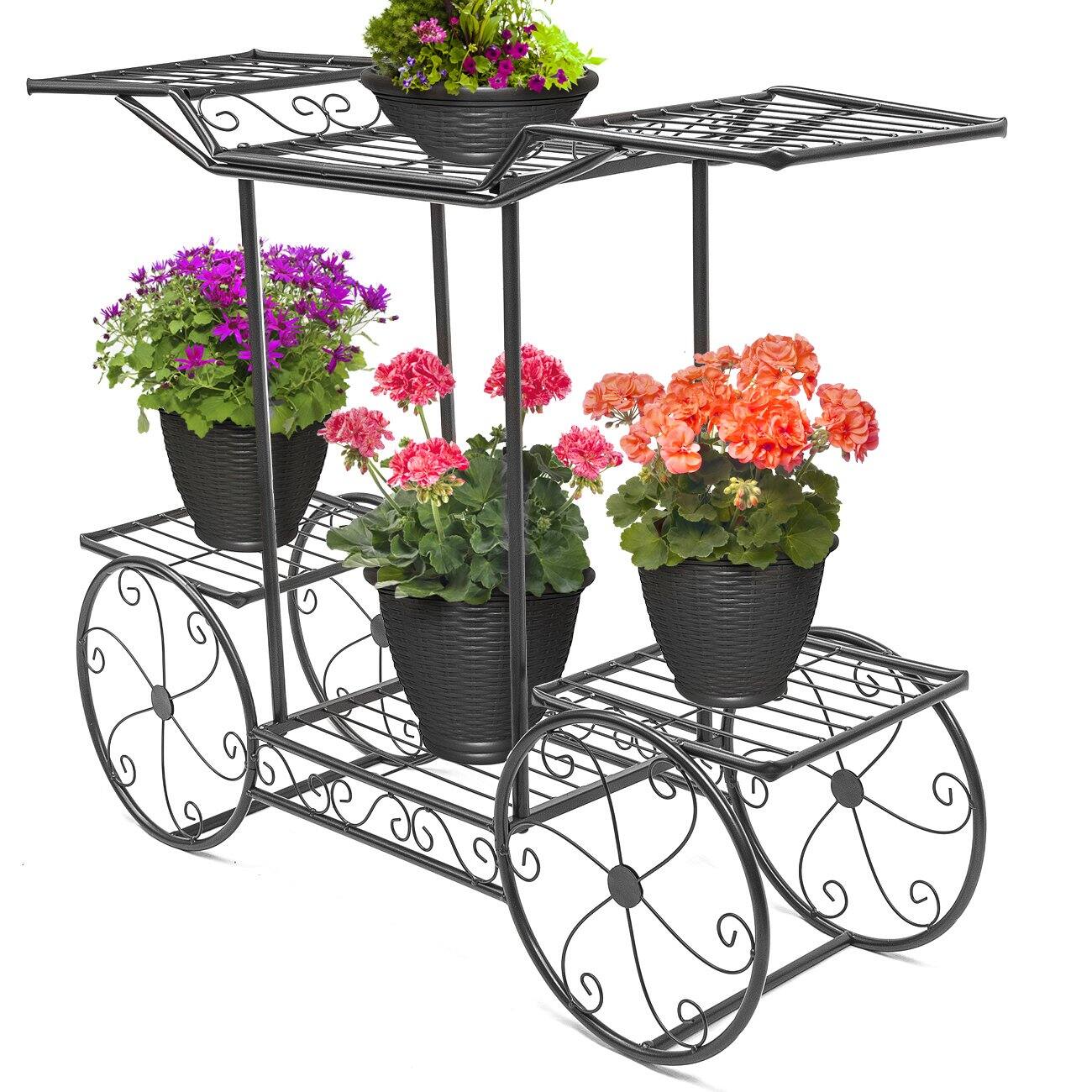 Sorbus - Sorbus® Garden Cart Stand & Flower Pot Plant Holder Display Rack, 6 Tiers, Parisian Style - Perfect for Home, Garden - Black price history on PriceWatchPro