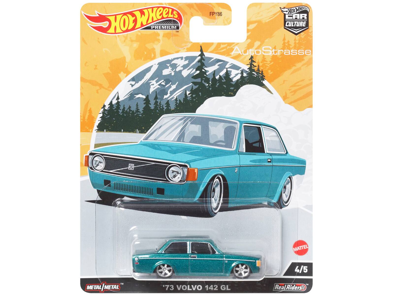 HOT WHEELS PREMIUM FPY86 CAR CULTURE AutoStrasse MATTEL 4/5 1M METAL METAL METAL METAL 73 VOLVO 142 GL - RealRiders