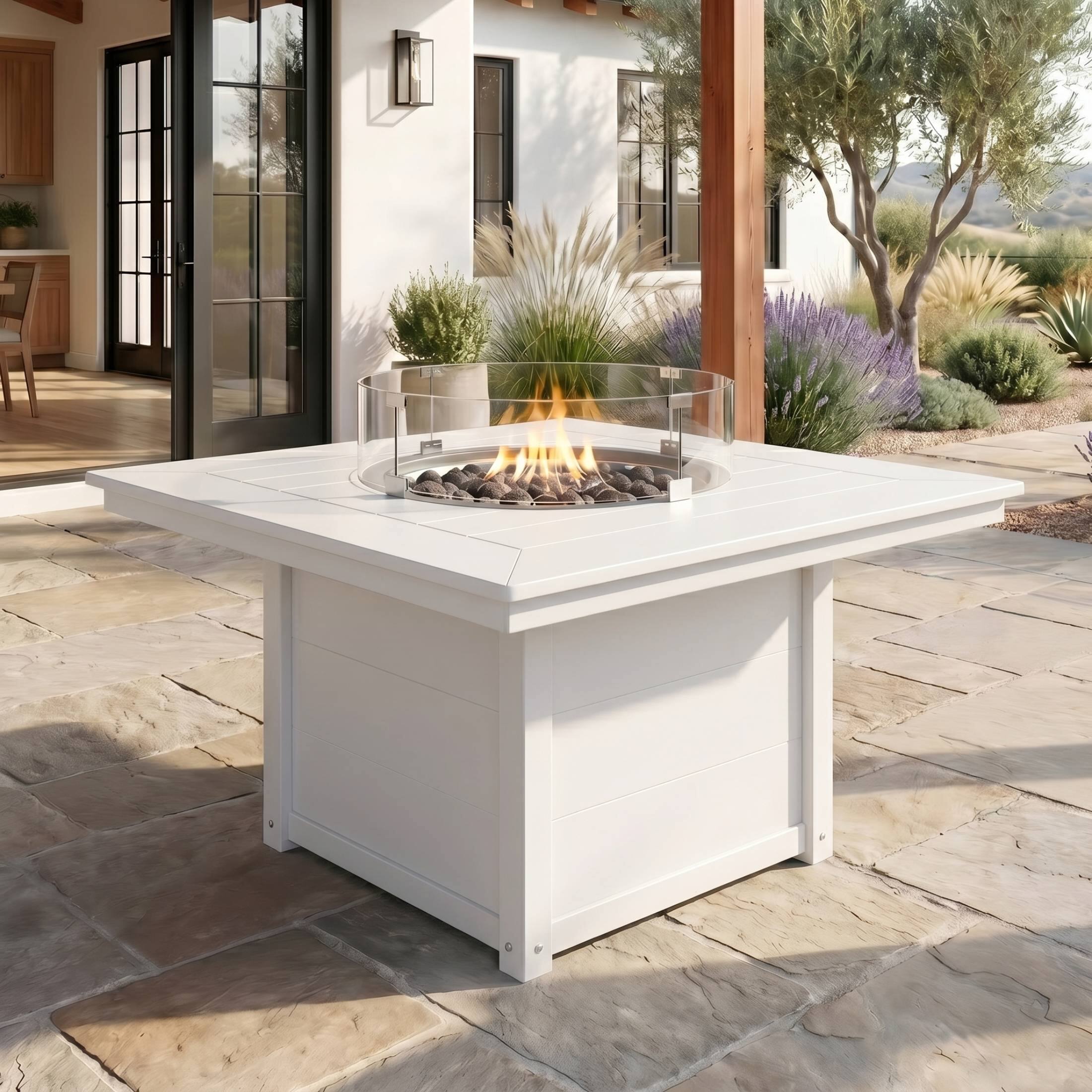 Angle. WestinTrends - WestinTrends Helios 42" Modern Outdoor Patio Propane Square Fire Pit Table.