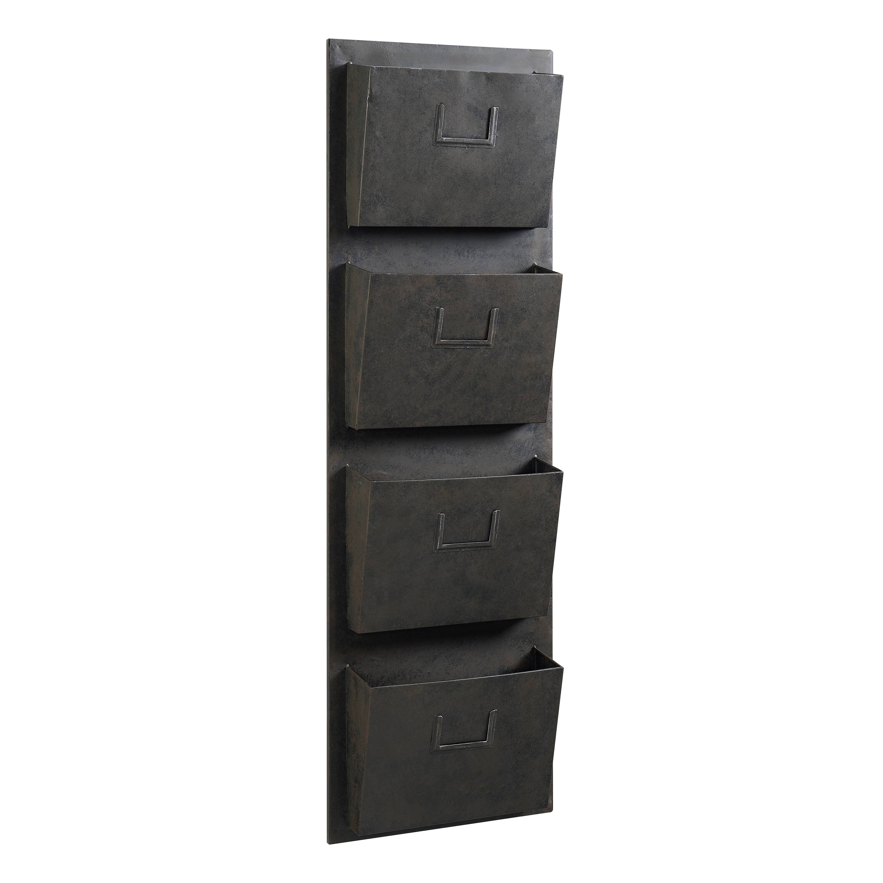Front. Linon Home Décor - Safi Metal 4-Slot Vertical Industrial Mailbox - Gray.