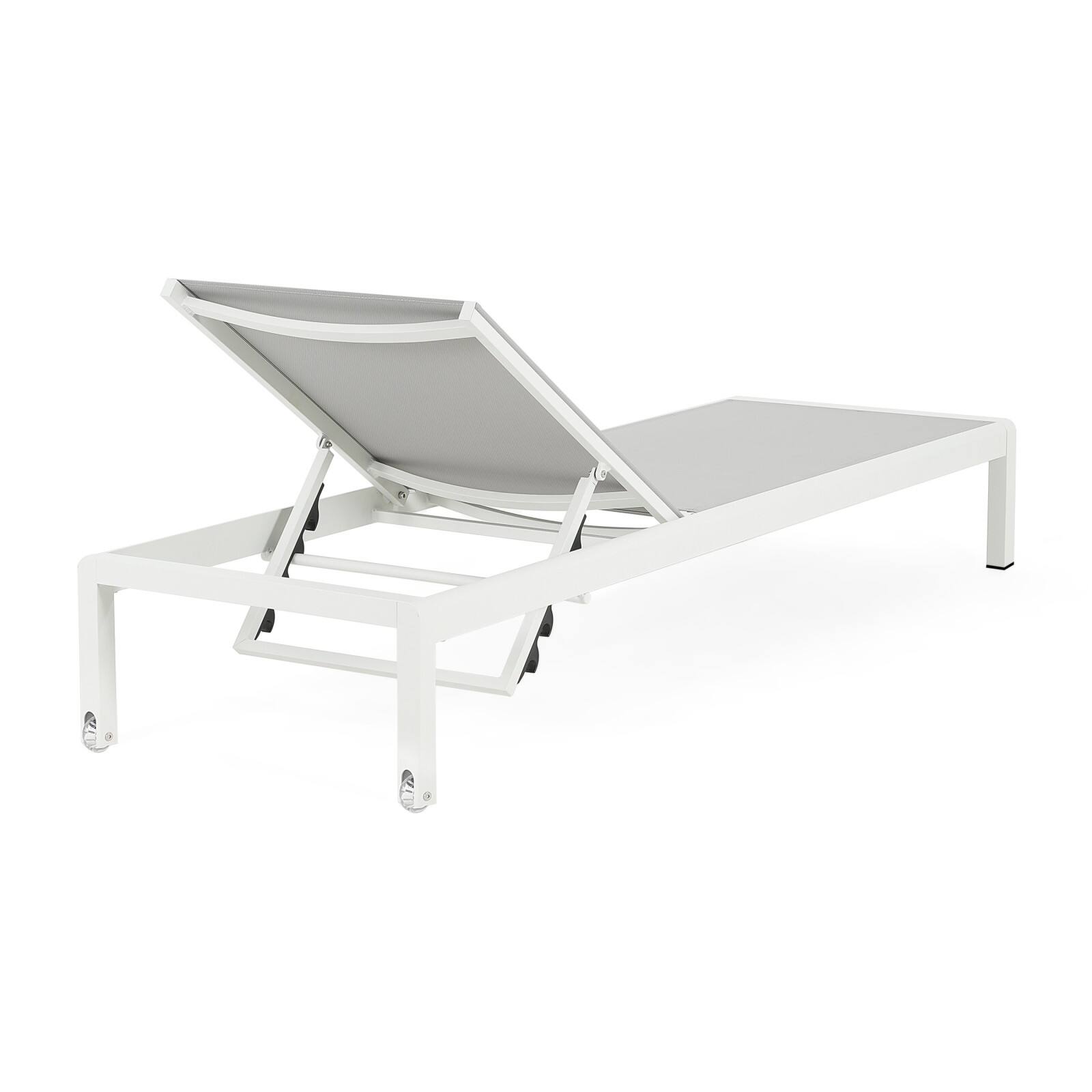 Alt View 4. Ecooso - Set of 2 Adjustable Aluminum Chaise Lounges，Breathable Mesh, 5 Recline Positions, Wheels for Easy Mobility - Gray,White.