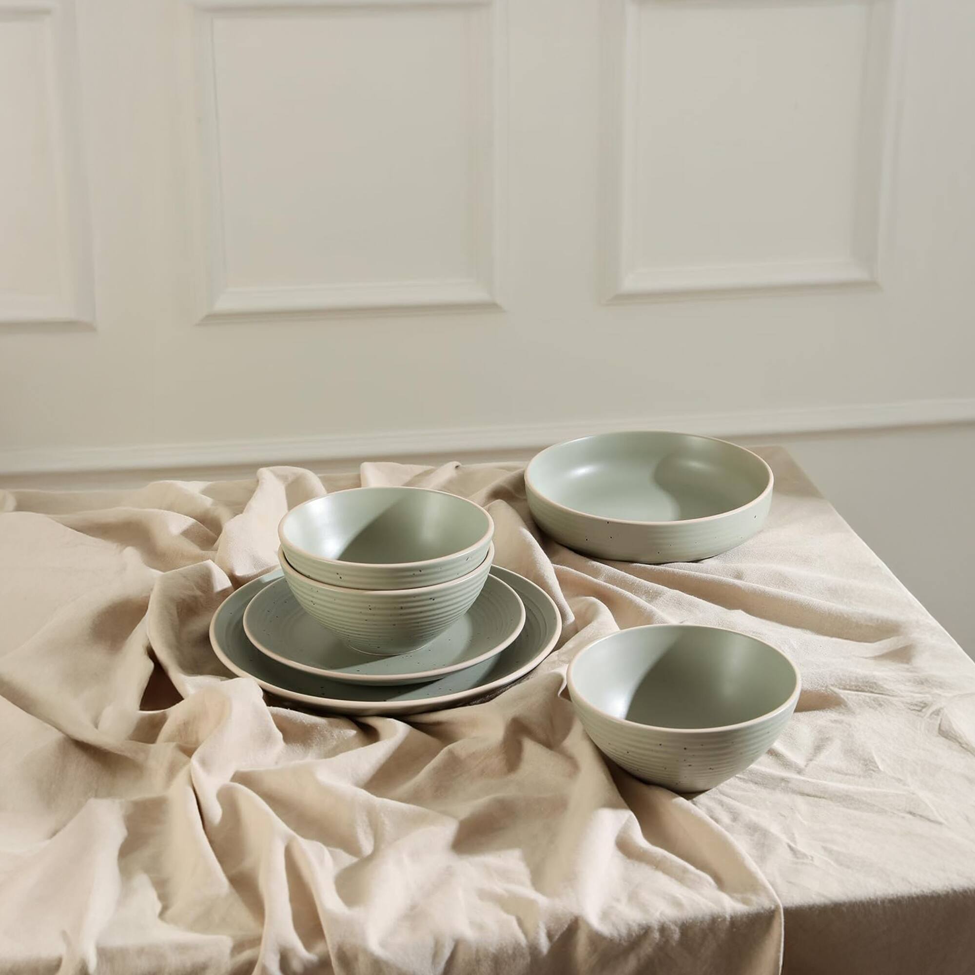 Alt View 10. Stone Lain - Stone Lain Lauren Modern Stoneware 16 Piece Dinnerware Set, Service for 4, Green - Green.