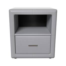 Boyd Sleep - Lombardi Faux Leather One Drawer Nightstand- Pre-Assembled- Low profile bedroom end table - Gray