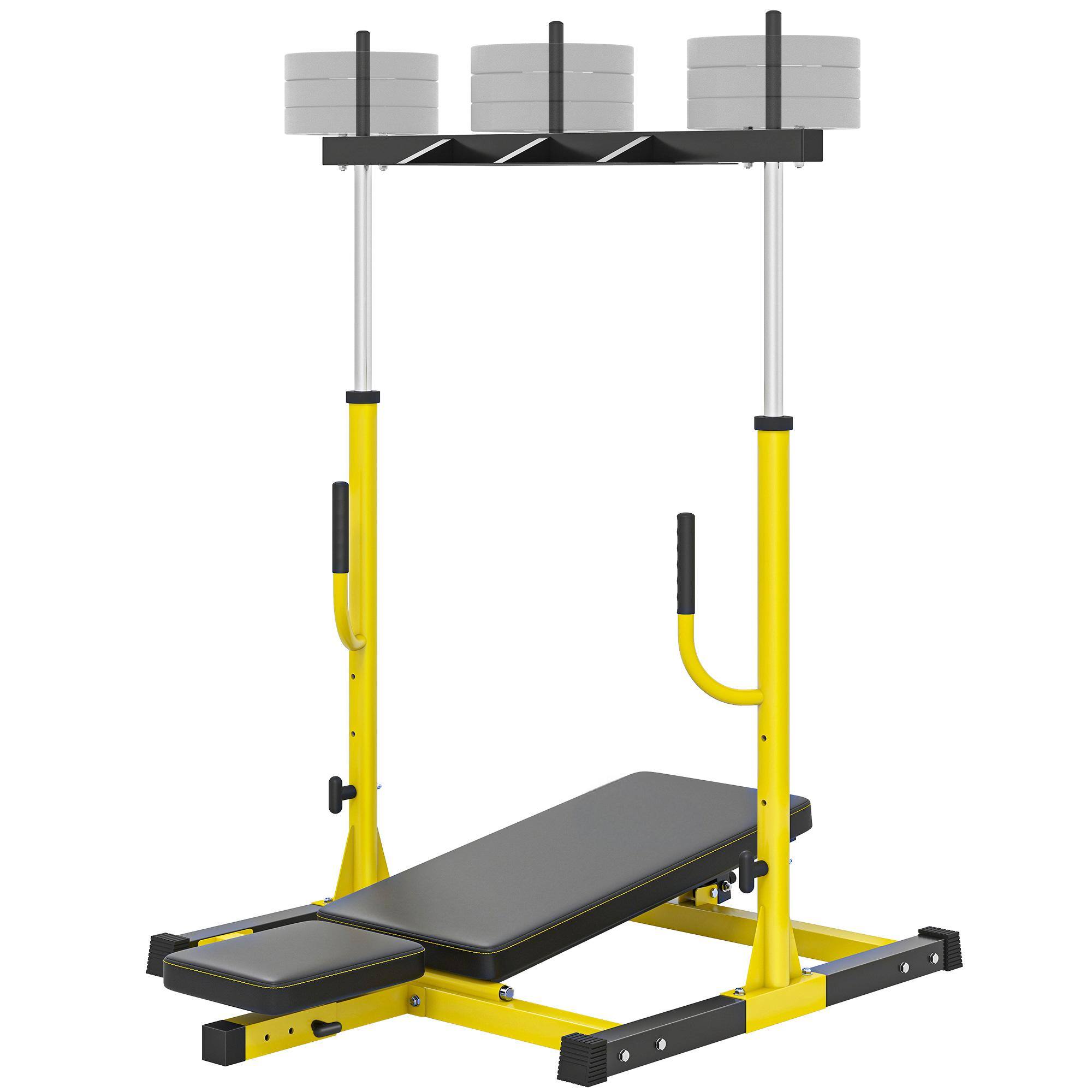 Front. SKONYON - Vertical Leg Press Machine with Adjustable Positions and Standard Plate Compatibility for Home Strength Training - Yellow.