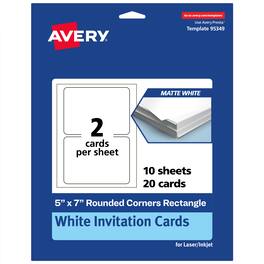 Avery - Printable Cards with Rounded Corners, 5" x 7", Matte 20ct - White