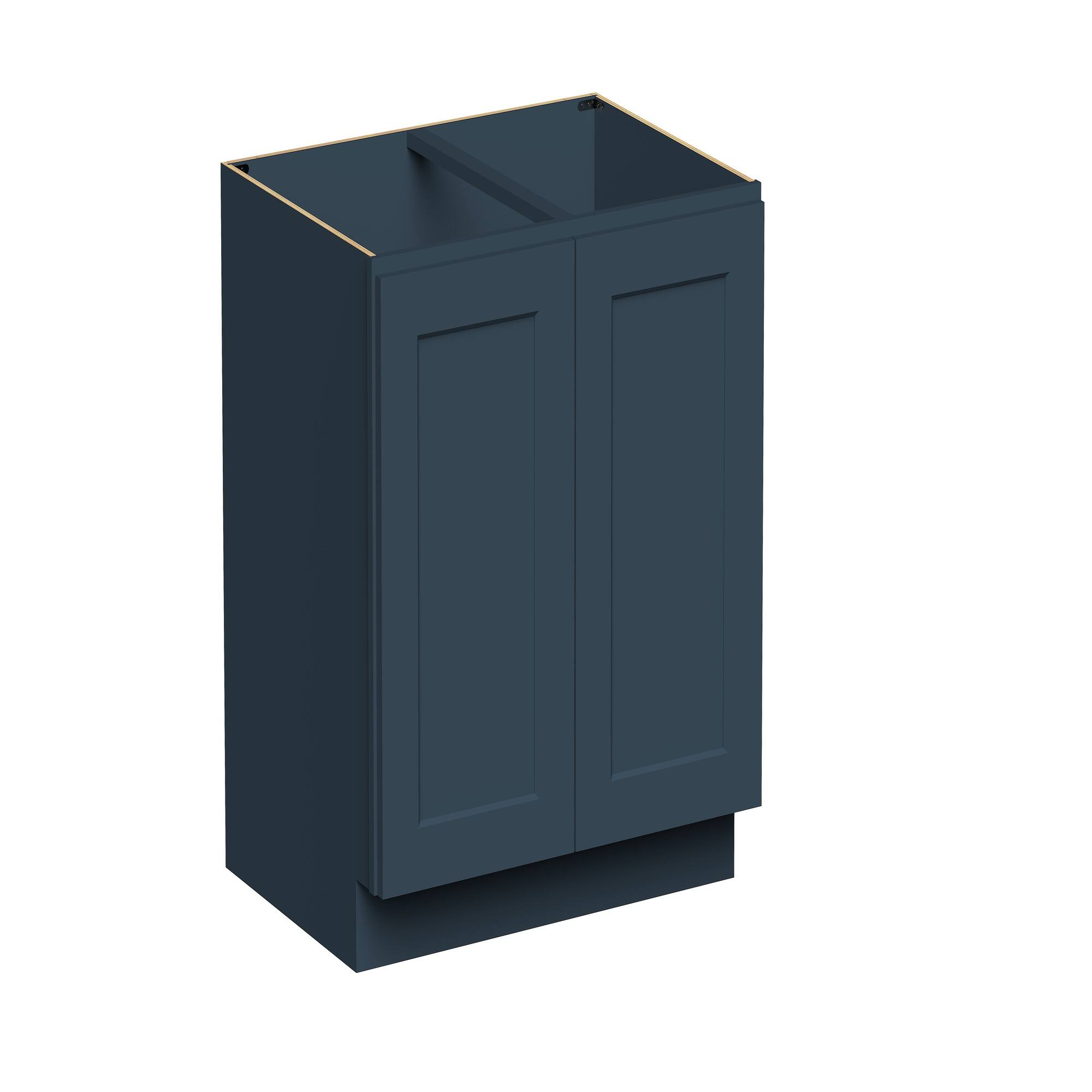 Angle. Boyel Living - 33-in W x 34.5-in H x 24-in D Shaker RTA Kitchen Full Height Door Base Cabinet with Soft-Close - Charcoal Blue.
