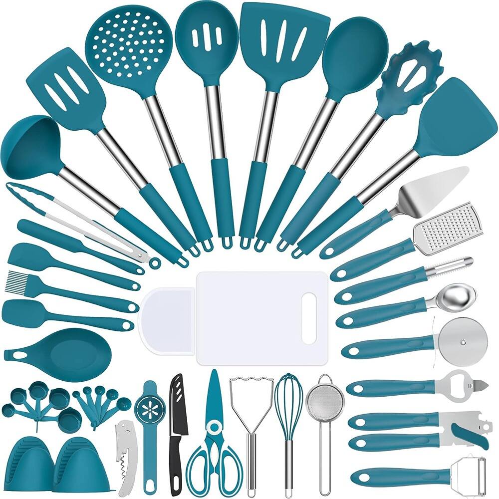 Front. RTMB - 43 pieces of silicone kitchen utensils for nonstick cookware, kitchen tools - Dark Blue.
