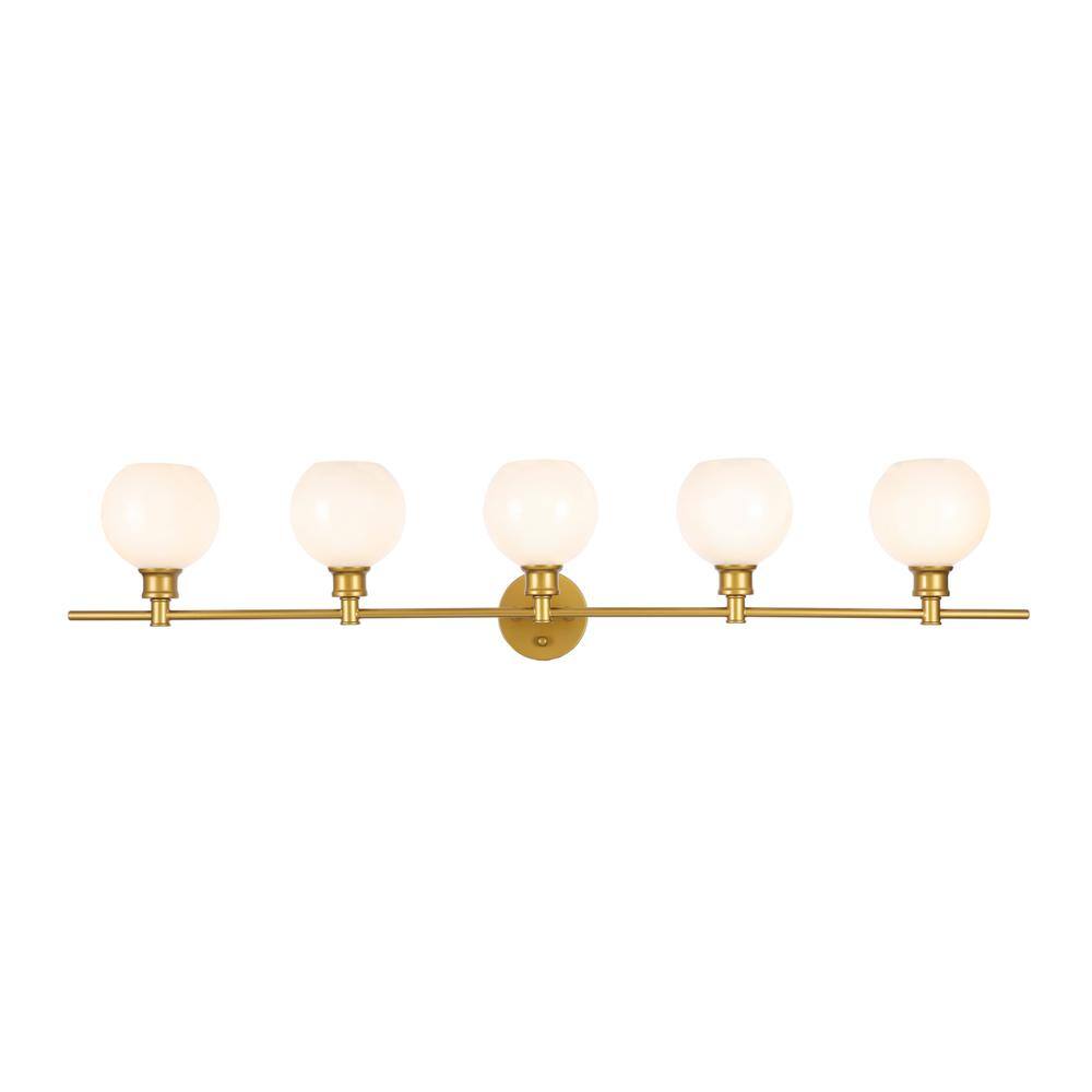 Alt View 9. Living District - Collier 5 light Brass and Frosted white glass Wall sconce - Brass And Frosted White Glass.