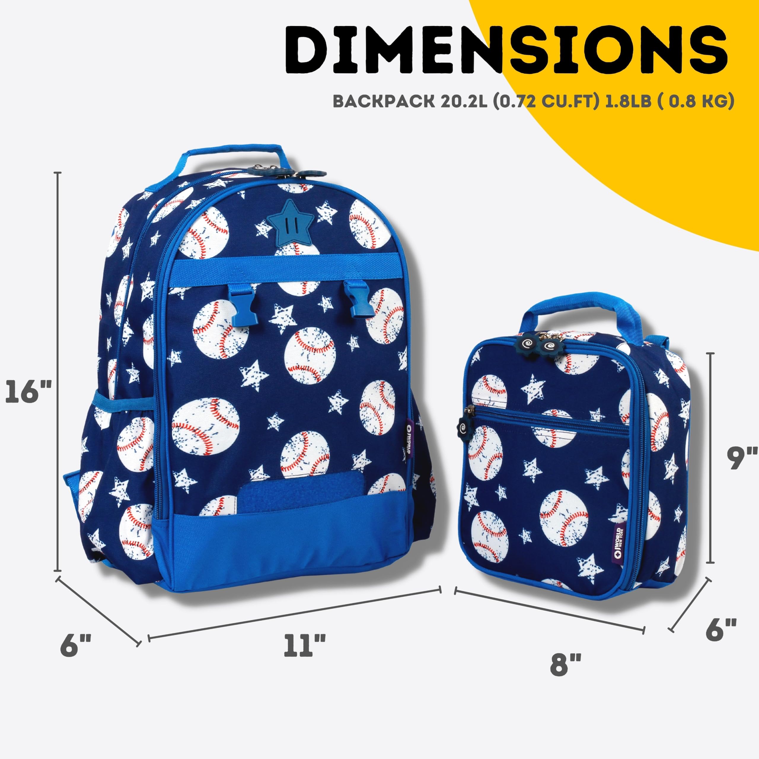 Alt View 4. Pacoar Cade - Unisex Kid's Duet Backpack With Lunch Bag Set  Baseball One Size - SPACESHIP.