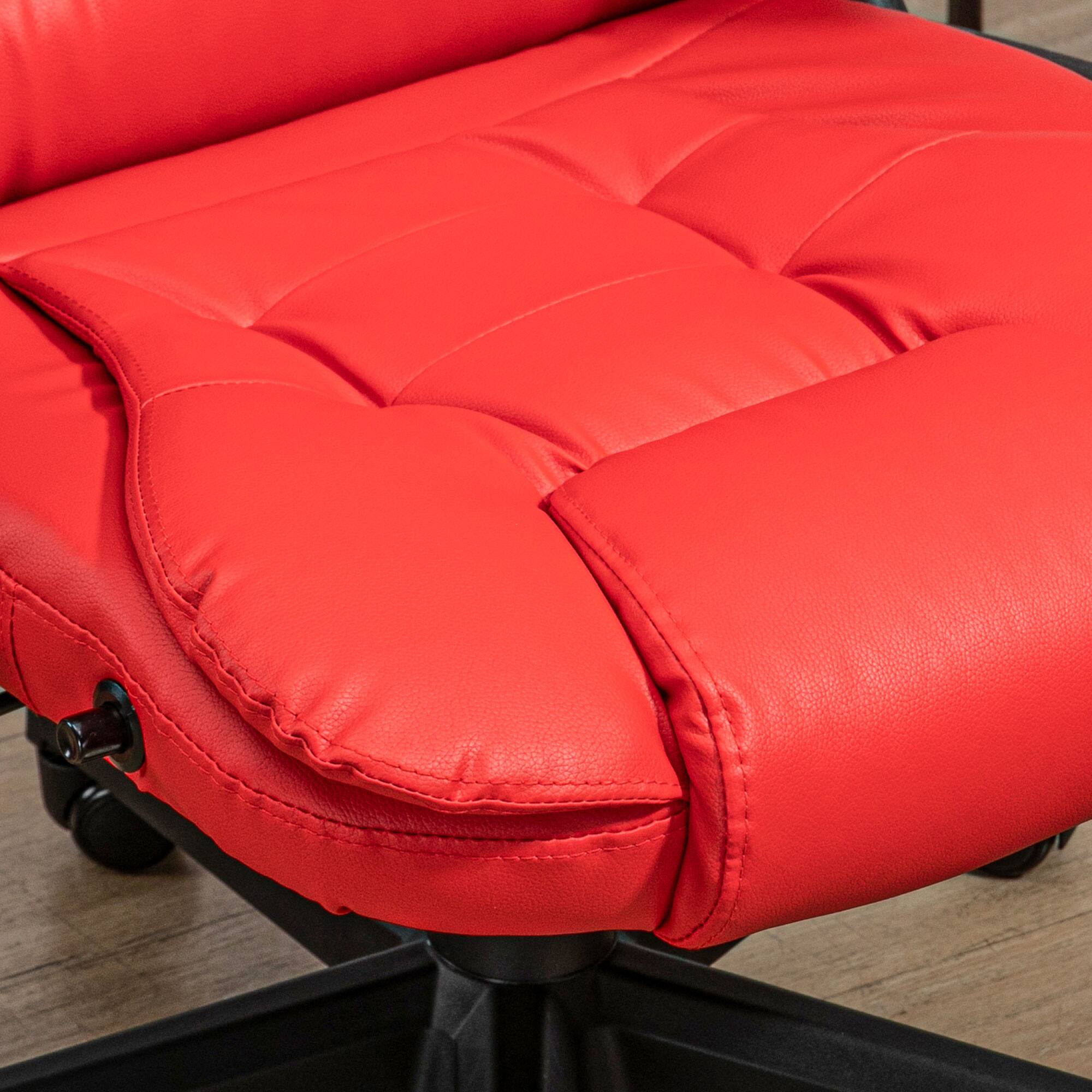 Alt View 8. Homcom - High Back Vibration Massage Office Chair with 6 Vibration Points, Heated Reclining PU Leather Computer Chair - Red.