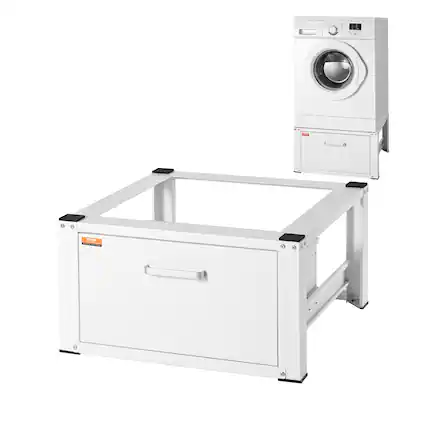Front. VEVOR - Laundry Pedestal 27" Wide 14.4" Height, Washer And Dryer Base Stand Platform Universal Fit 660lbs Capacity - White.