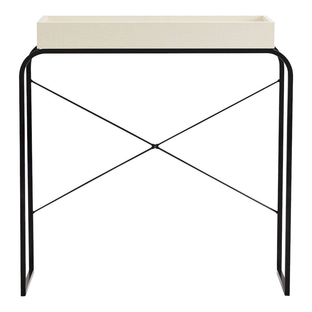 Alt View 1. Furniture of America - Basil Tray Top Wood Cream Weave Console Table - White.