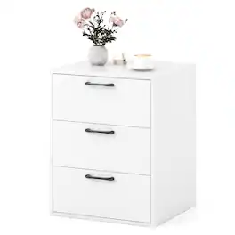 Costway - 3 Drawer Dresser Chest of Drawer Storage Cabinet with Wide Storage Space Organizer - White