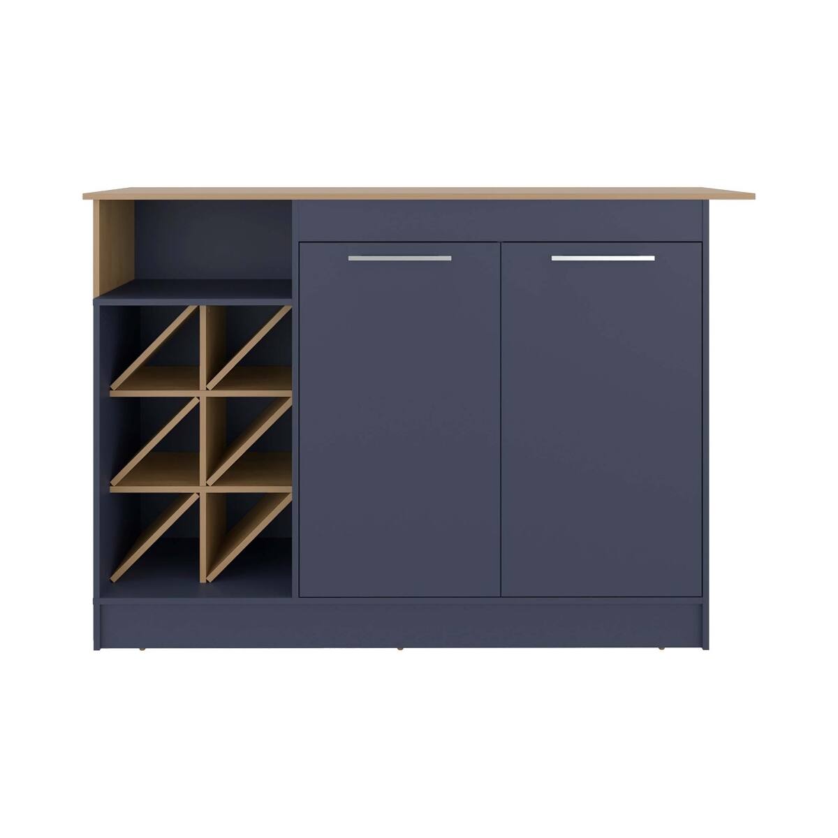 Loheer Natural Kitchen Cabinet with Bottle Rack 63.3in Wide Oak - Best Buy