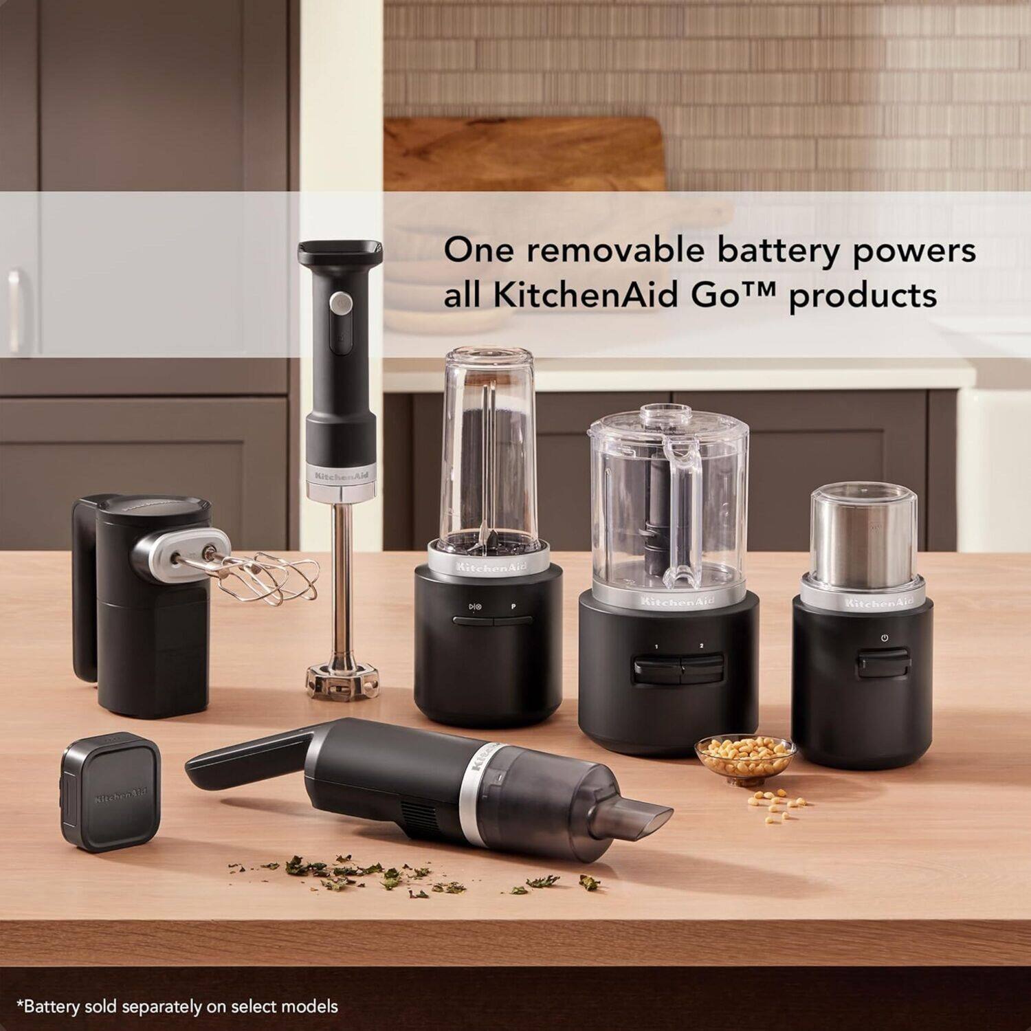 One removable battery powers all KitchenAid GOTM products.
