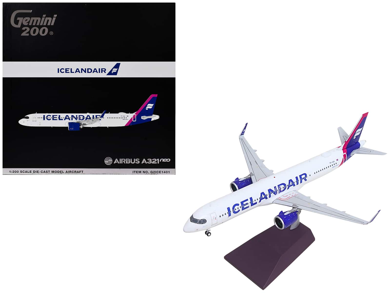 "Airbus A321neo Commercial Aircraft ""Icelandair"" (TF-IAA) White with Blue and Pink Tail 1/200 Diecast Model by GeminiJets" price history on PriceWatchPro