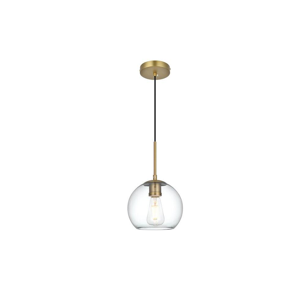 Alt View 1. Living District - Baxter 8 Inch Pendant Clear Shade in Satin Gold - Satin Gold And Clear.
