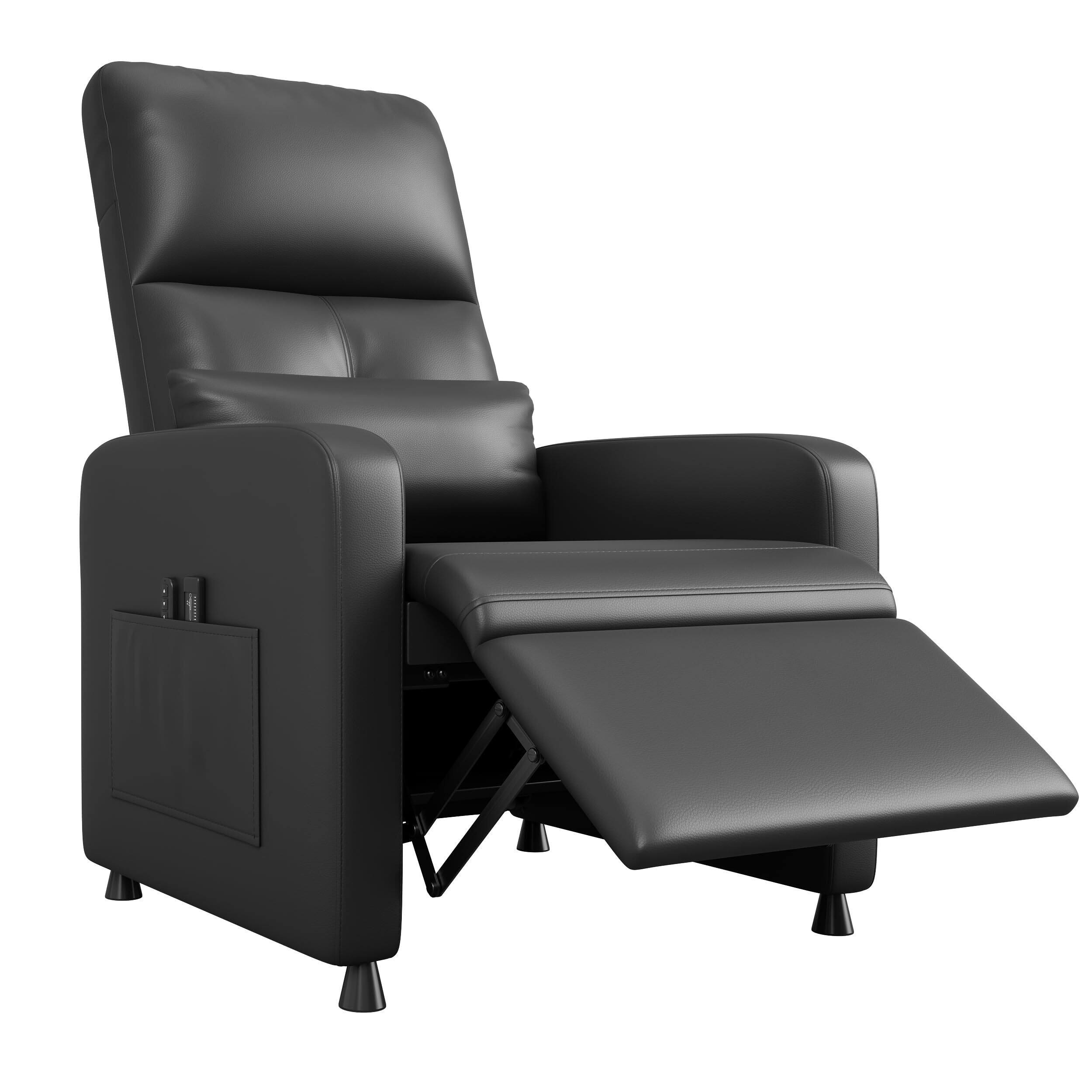 Front. Jojoka - Power Recliner Chair with Massage and Heat with Massage Function with Lumbar Support, Adjustable Push Back - Black.