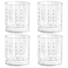 Gibson - Home 4 Piece 13 Ounce Teardrop Embossed Double Old-Fashioned Glass Set - Clear