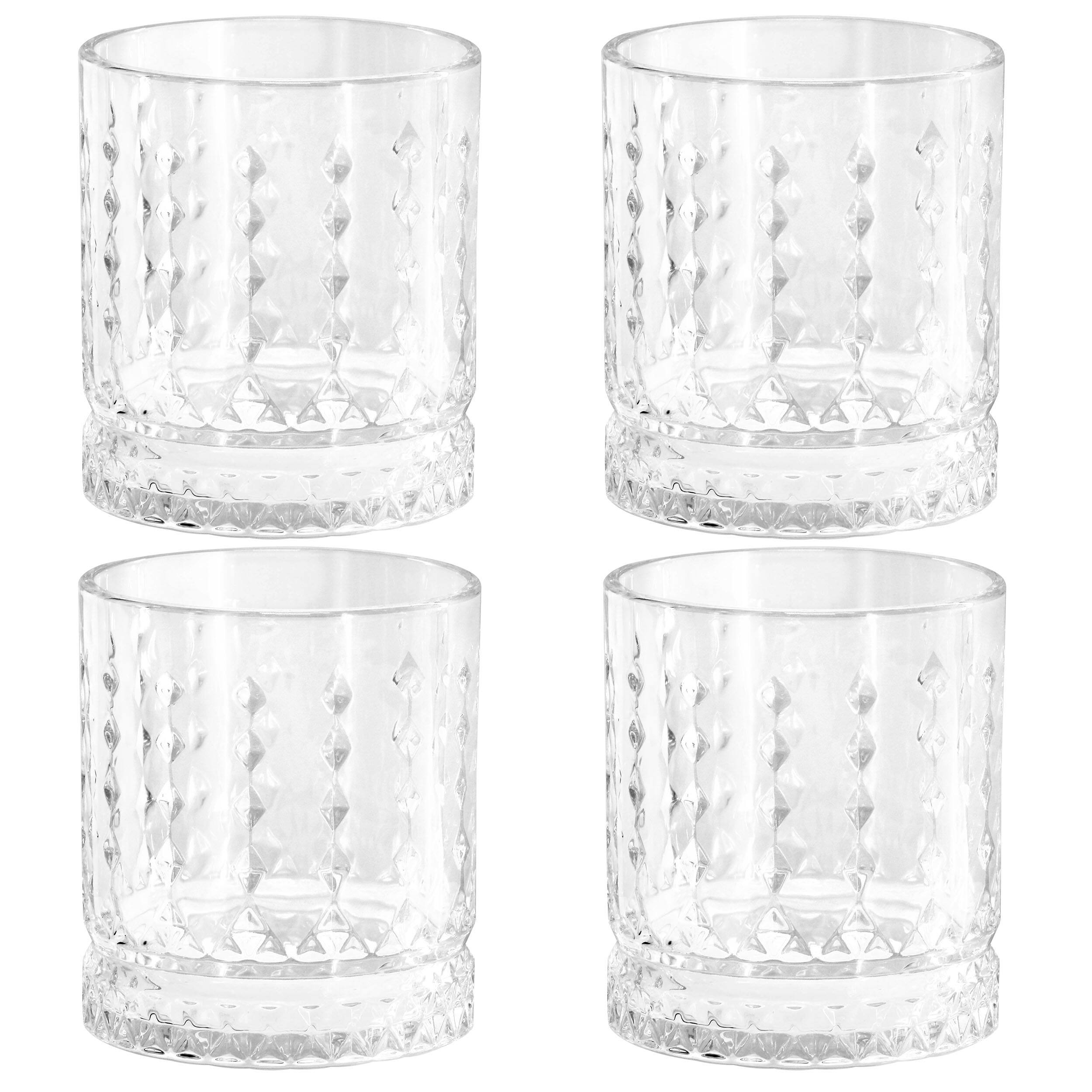 Front. Gibson - Gibson Home 4 Piece 13 Ounce Teardrop Embossed Double Old-Fashioned Glass Set - Clear.