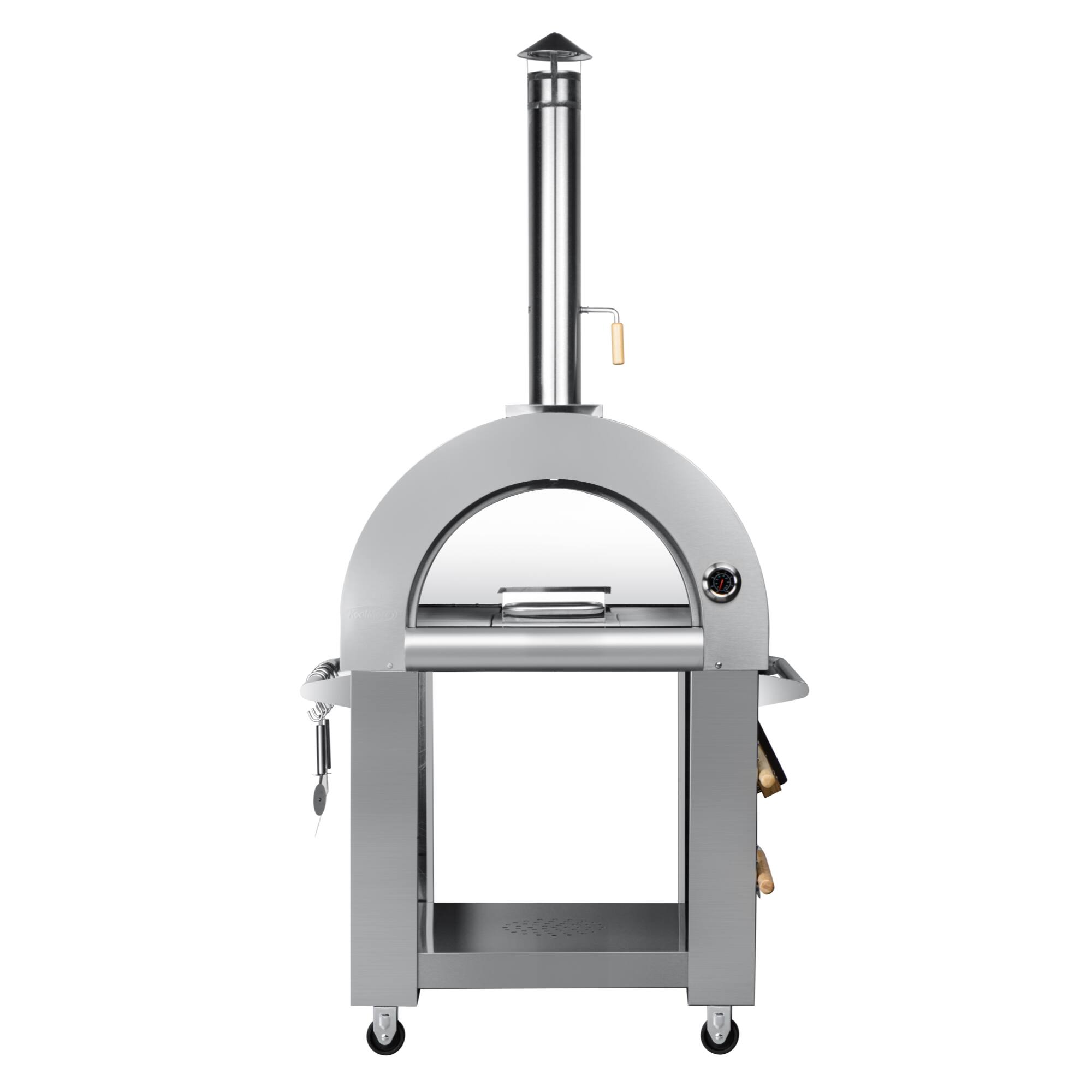Angle. Koolmore - 32 in.Outdoor Wood Fired Pizza Oven in Stainless-Steel (KM-OKS-WFPO) - Stainless-Steel.