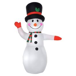 PULUZ - 8’ Christmas Inflatables Outdoor Decorations Snowman, Blow-Up Yard Christmas Decor with LED Lights Display - White
