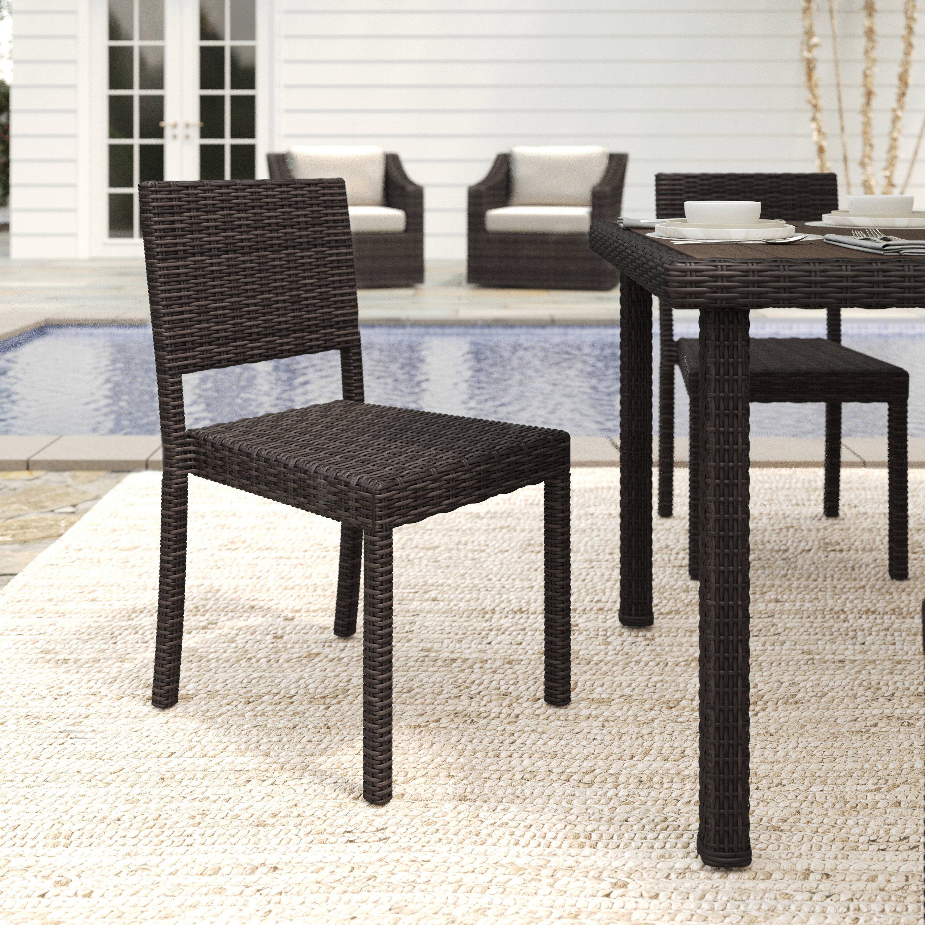 Alt View 1. Martha Stewart - Bedford Outdoor Rattan Wicker Stackable Side Dining Chair - Brown.