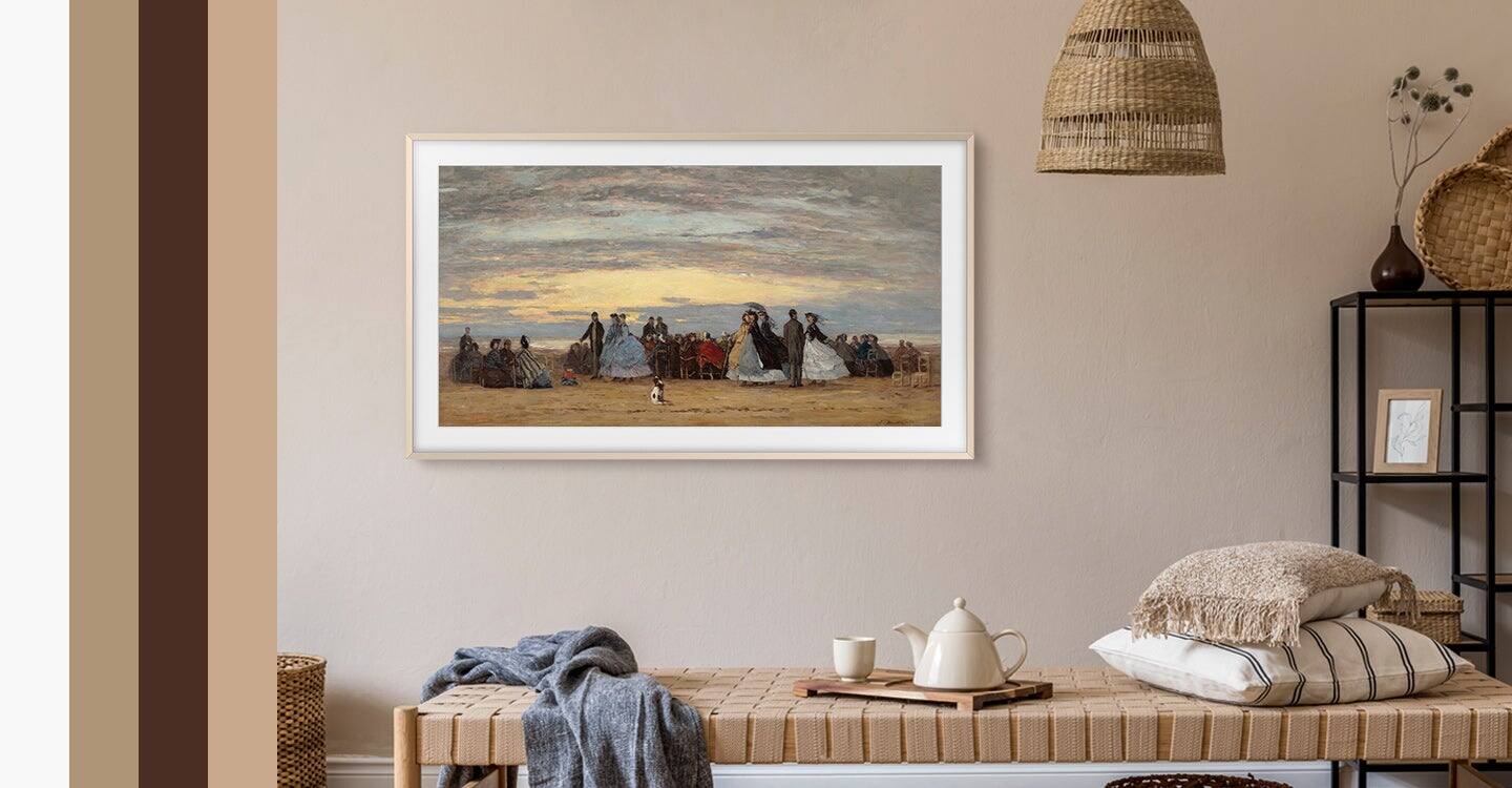 Alt View 18. Samsung - 75" The Frame Customizable Bezel - Sand Gold Metal - Sand Gold Metal.